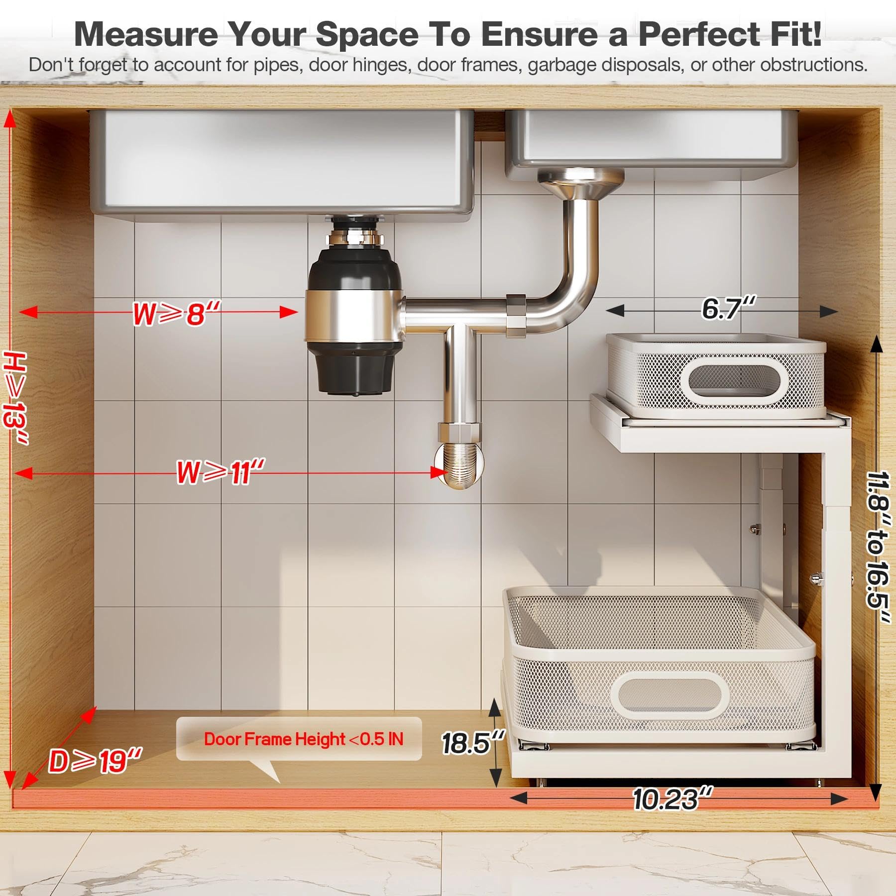 2 Pack 18.5 IN Depth Under Sink Organizer With Next (2 Count)