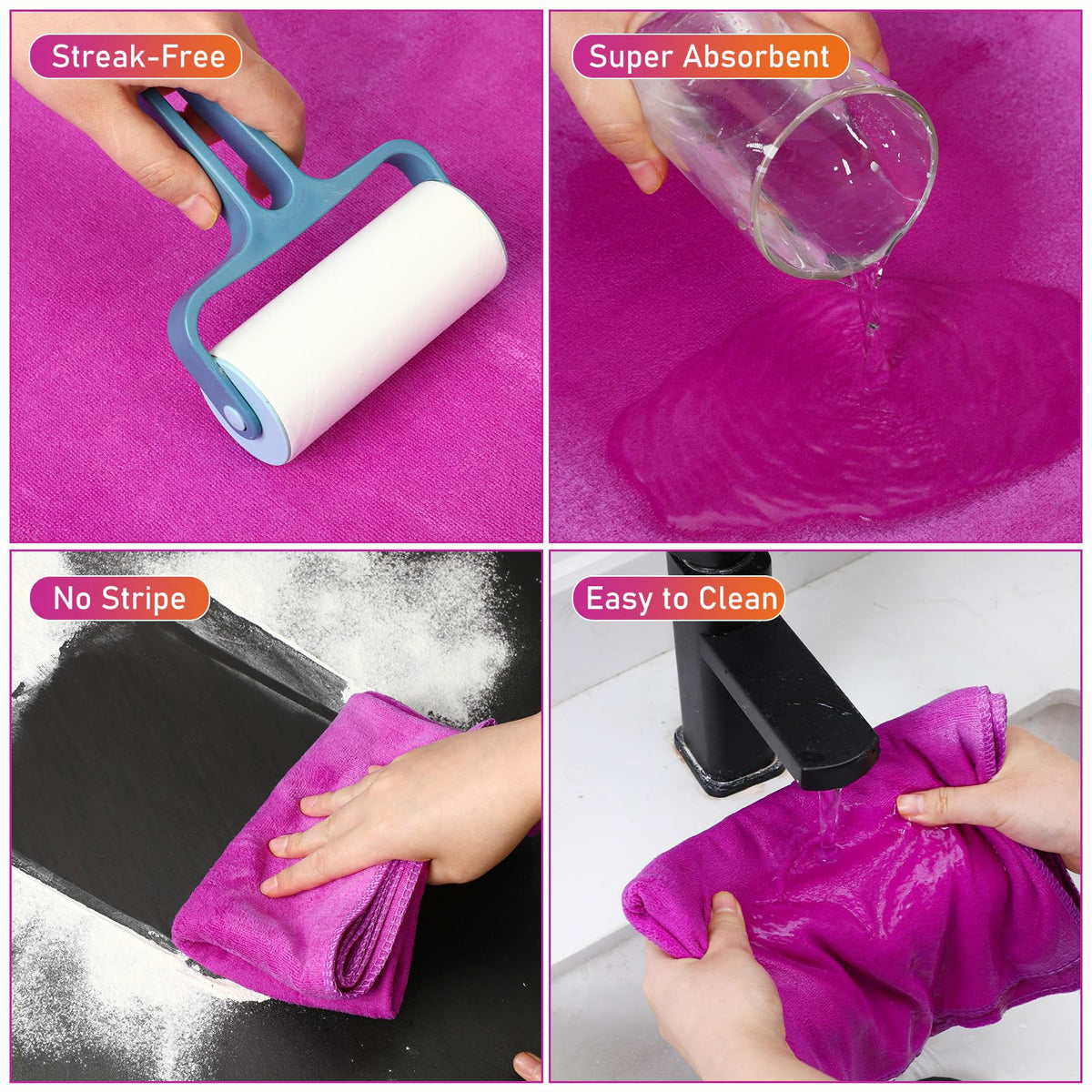 3 Pcs Extra Large Microfiber Cleaning Cloth 30" x 20" Washable Reusable Microfiber Towel Streak Free Lint Free Cloth for Cleaning Home Glass Office Window Bathrooms (3 Count)