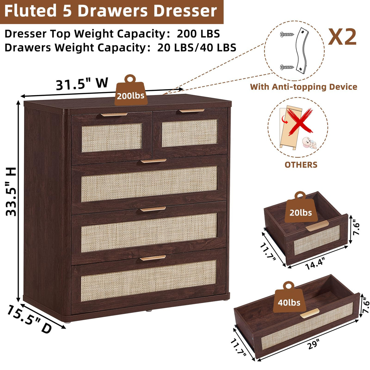 Rattan Dresser for Bedroom