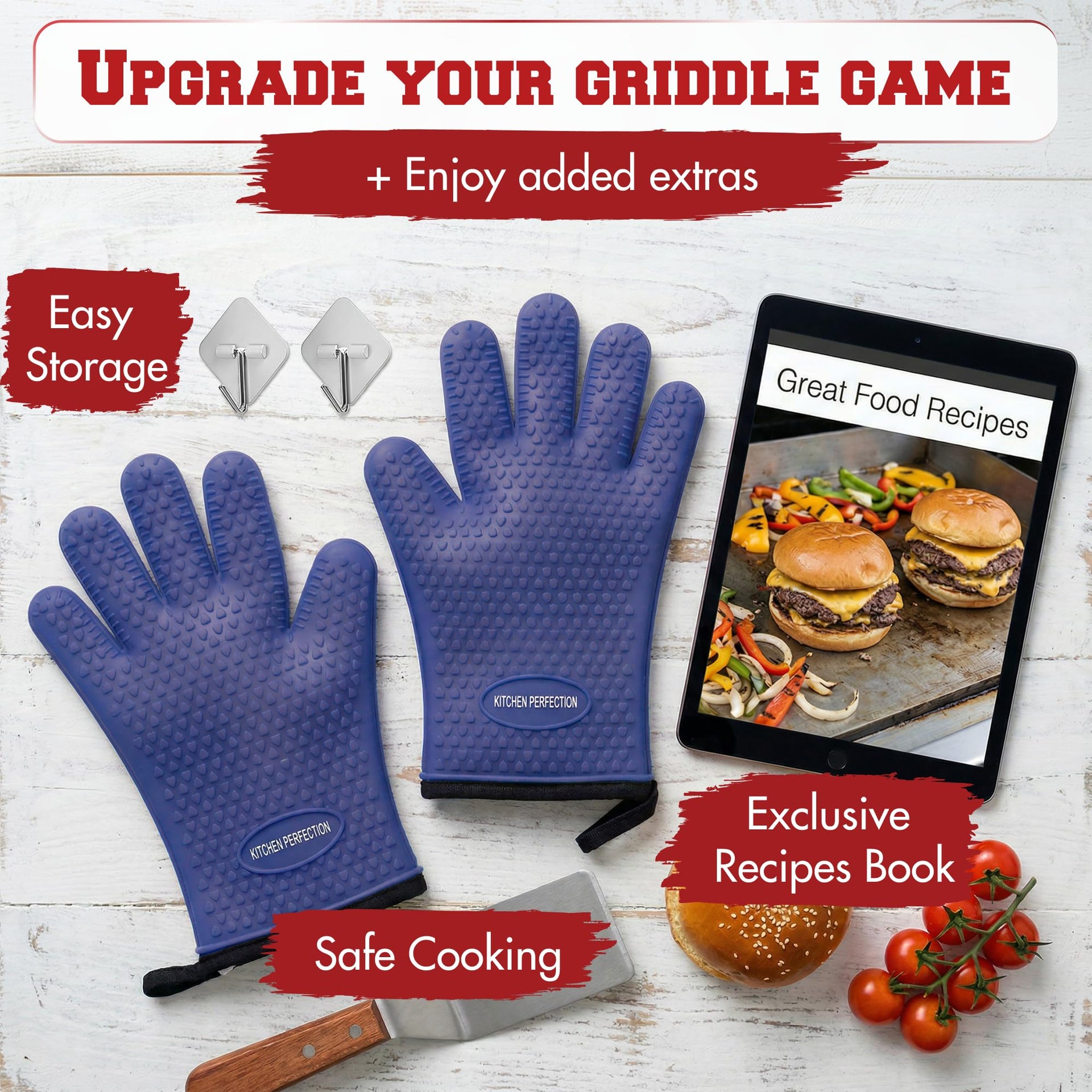 Silicone Griddle Grill Gloves Heat Resistant Oven Mitts