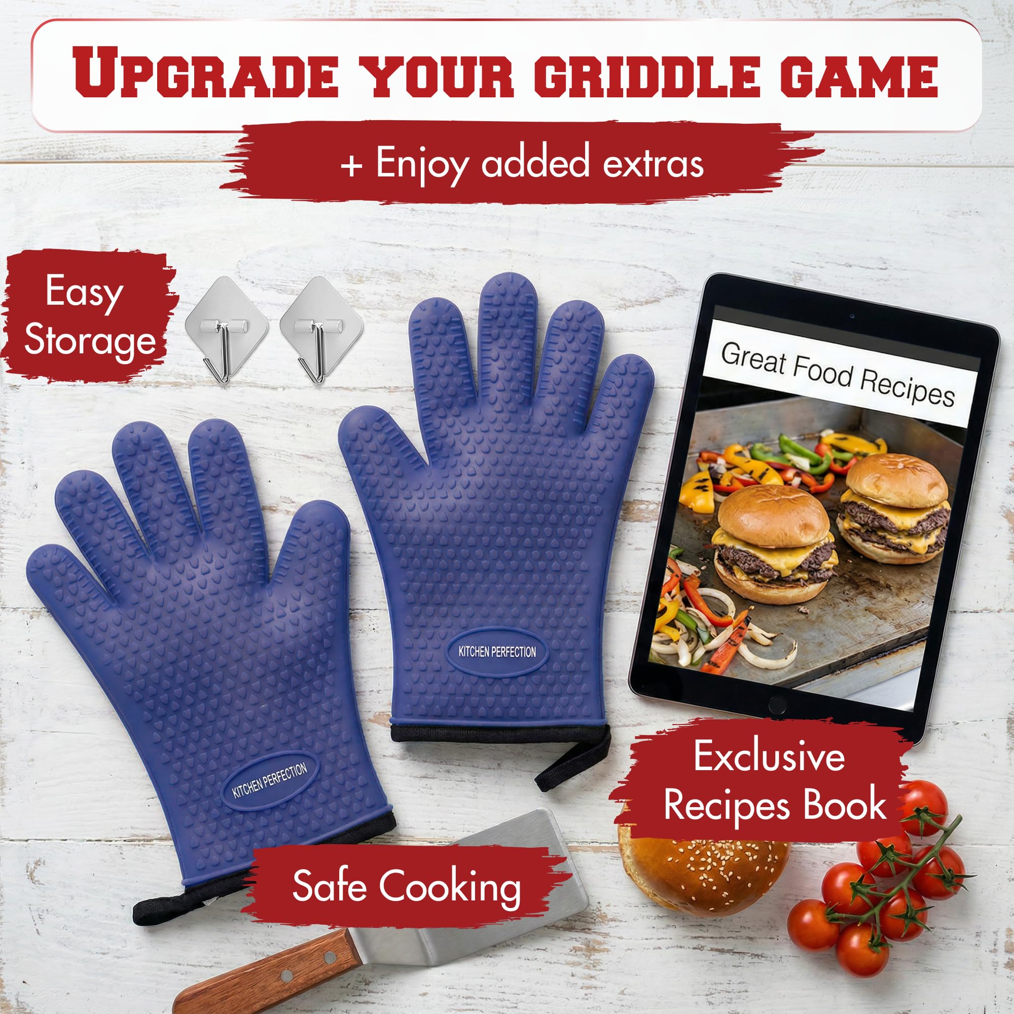Silicone Griddle Grill Gloves Heat Resistant Oven Mitts