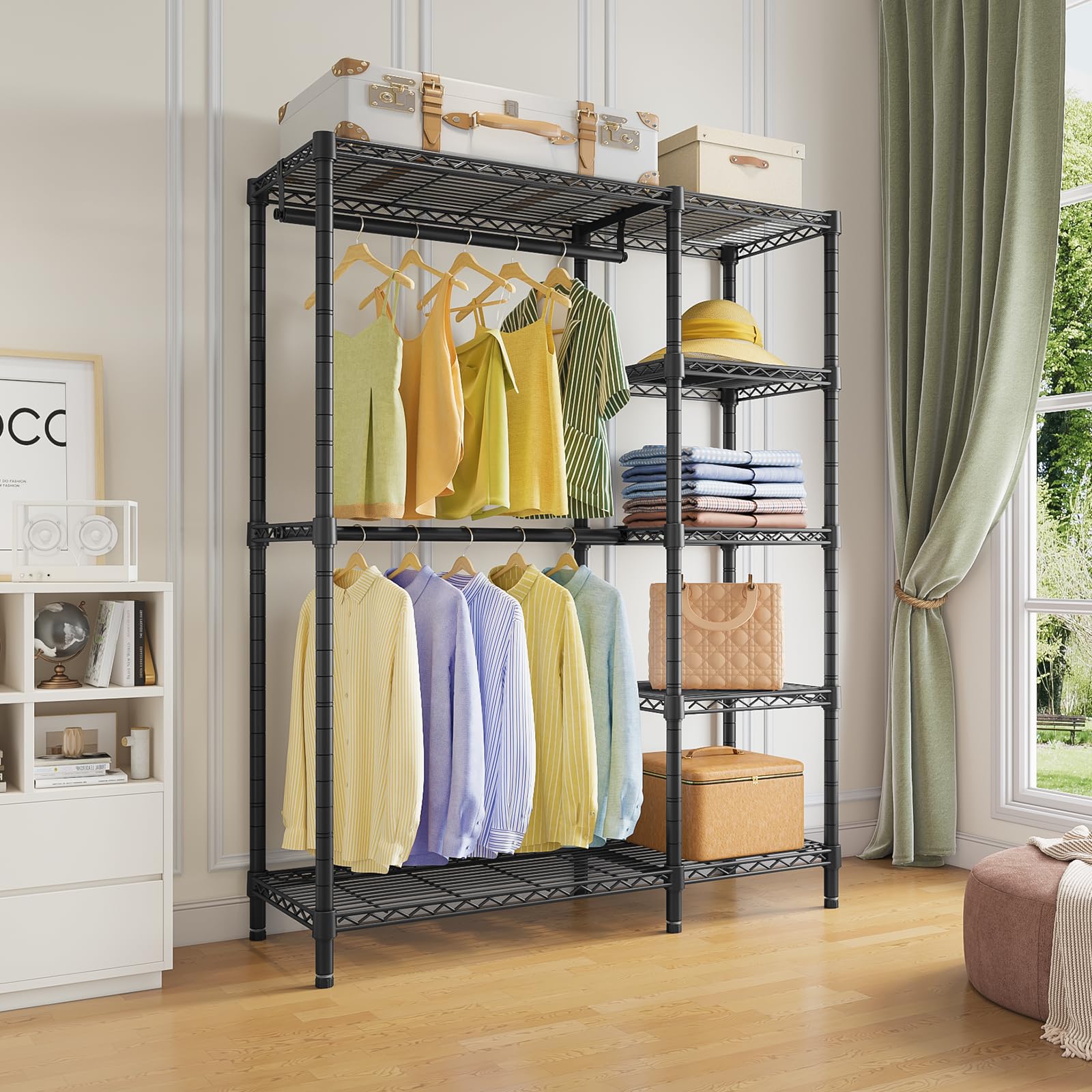 V7 Clothes Rack with Shelves Heavy duty Closet for Hanging Clothes