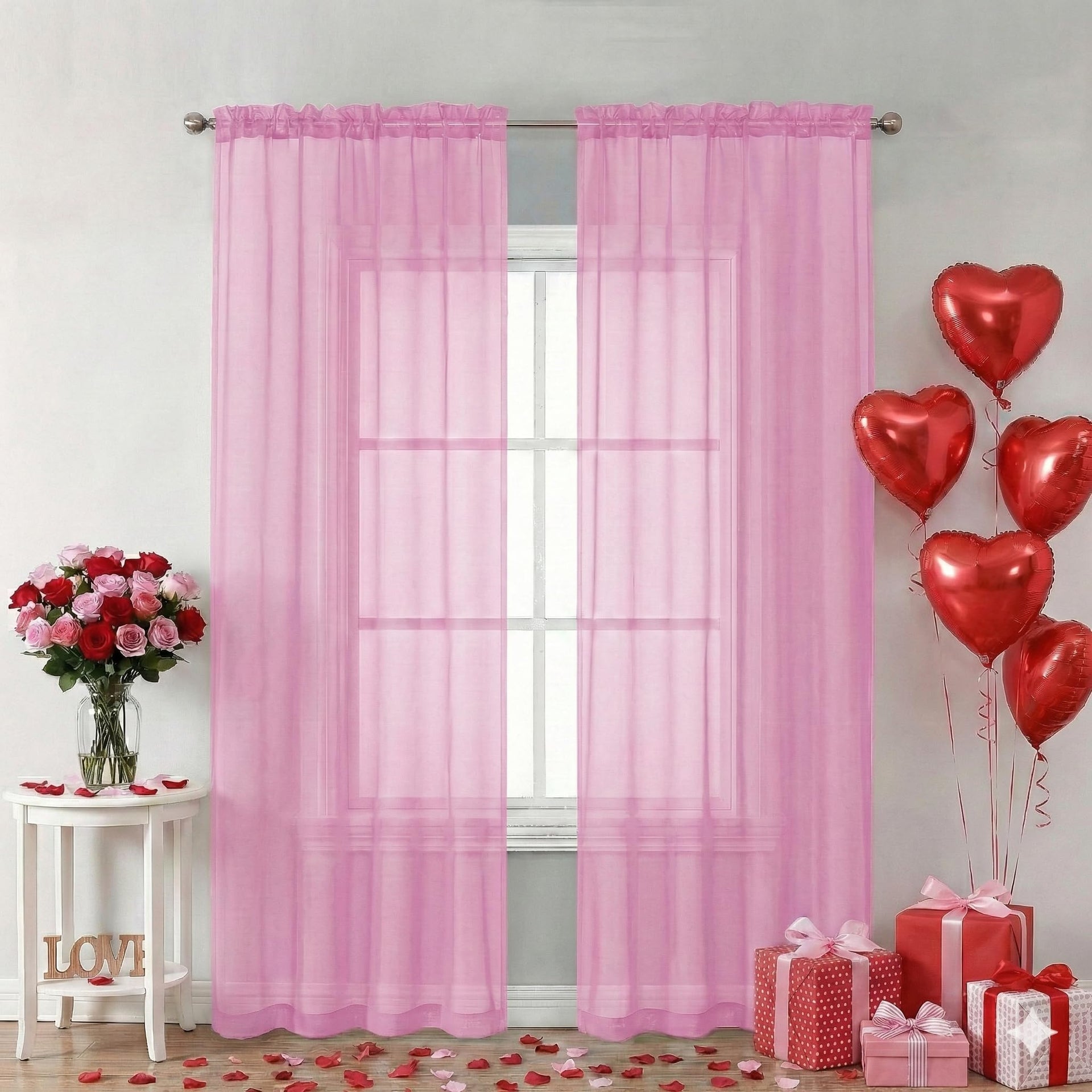 Pink Sheer Curtains 84 Inches Long for Living Room (2 Count)