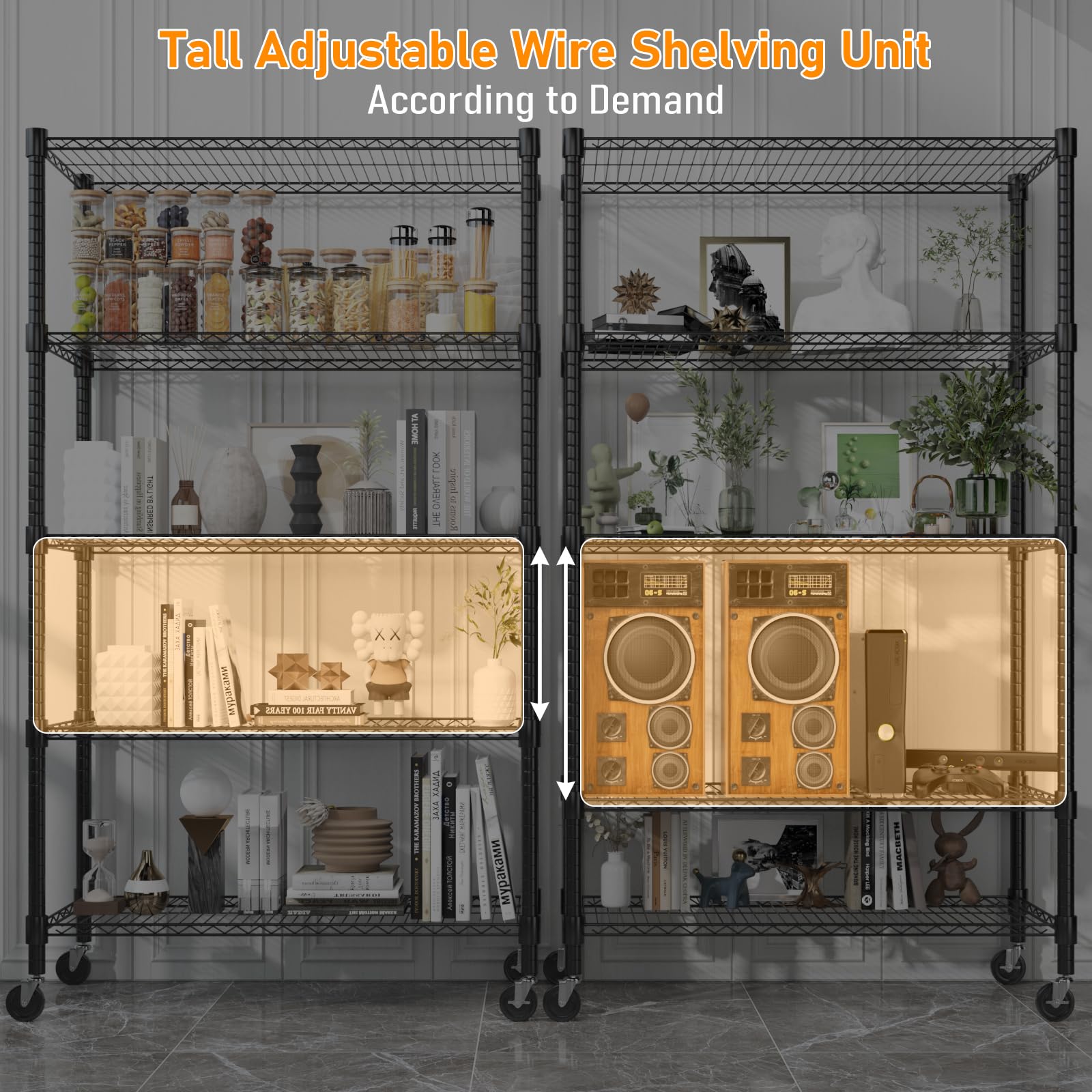 5 Tier Heavy Duty Steel Wire Rack Storage Shelving (5 Count)