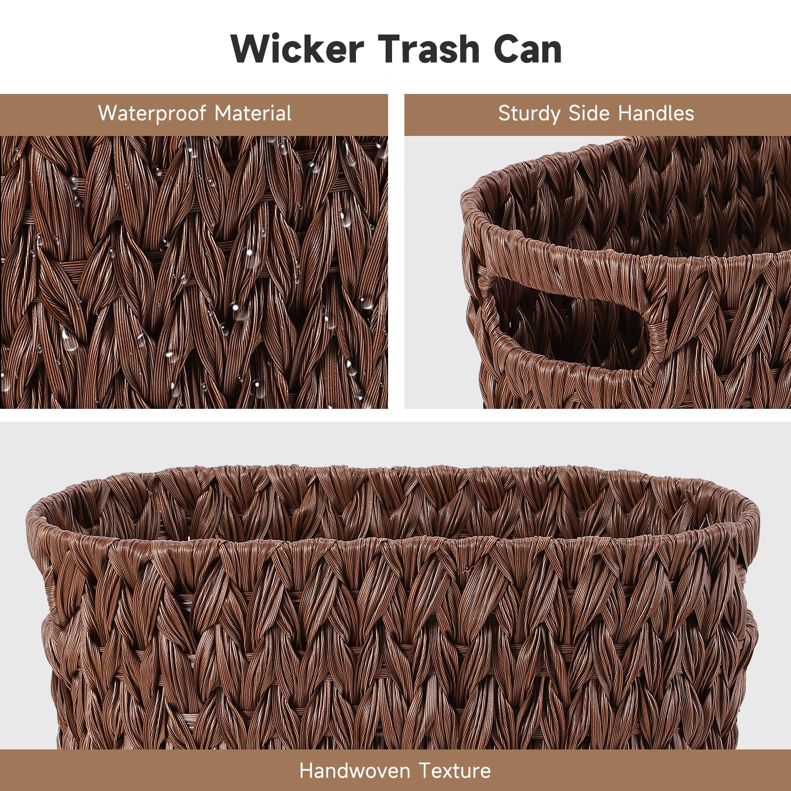 Bathroom Trash Can with Wicker Storage Baskets