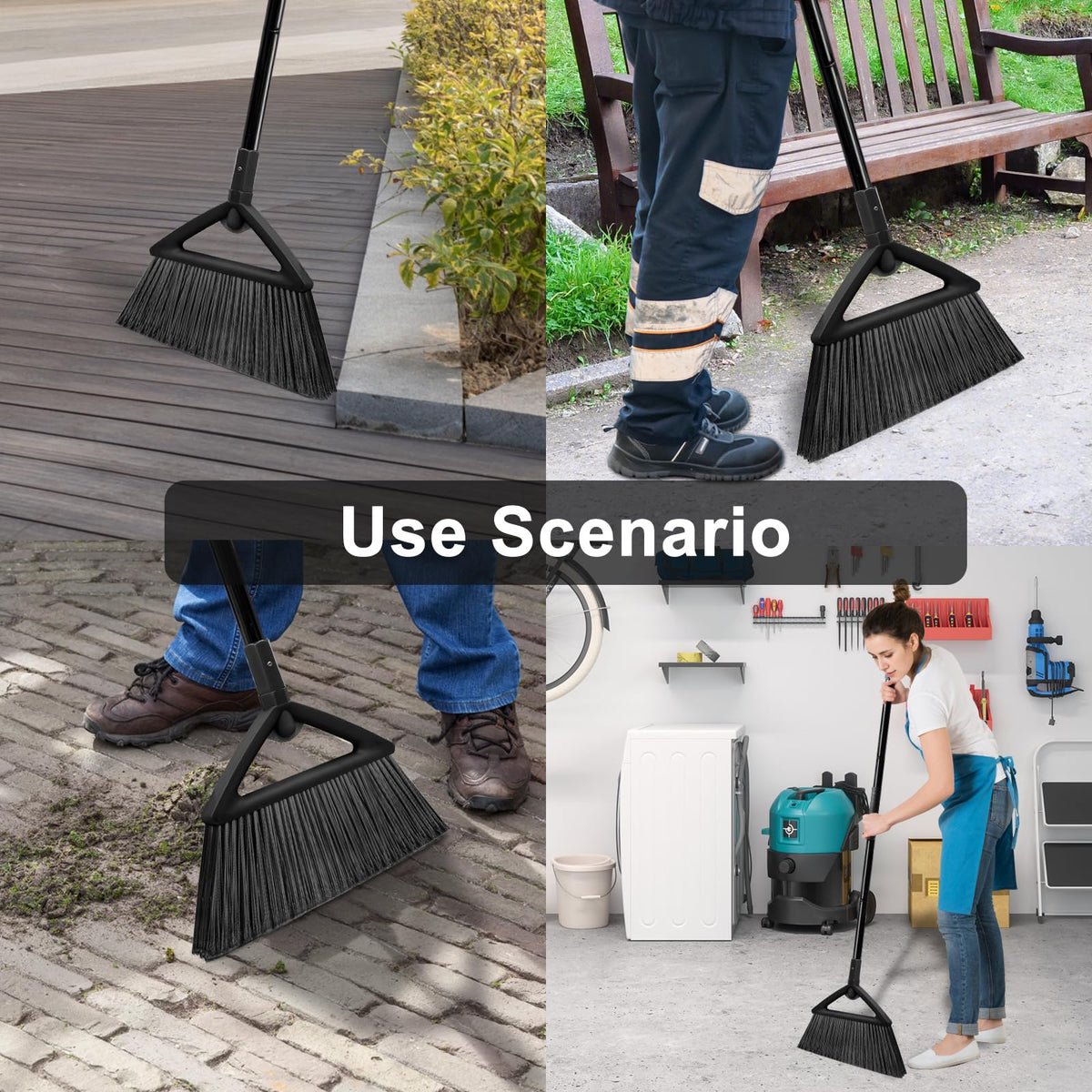 Heavy Duty Black Angle Broom with Long Handle