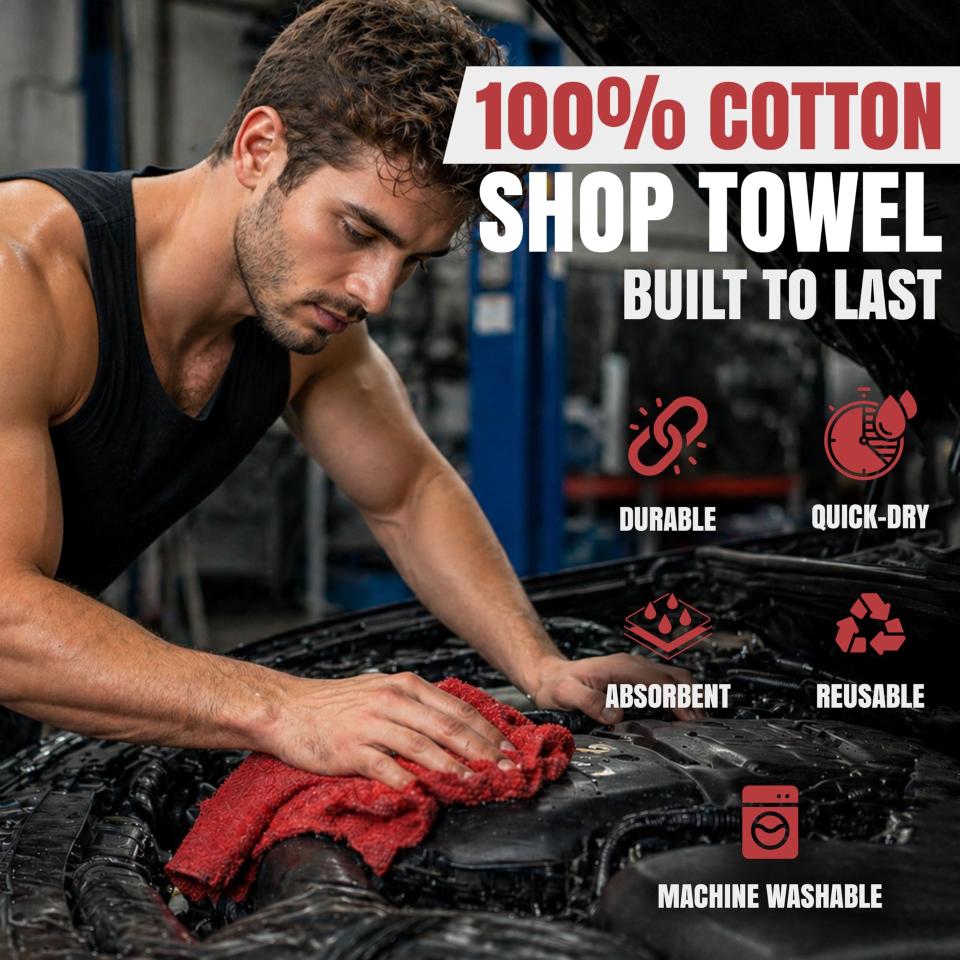 Premium Shop Towels Reusable (500 Count) - ModHome Supplies