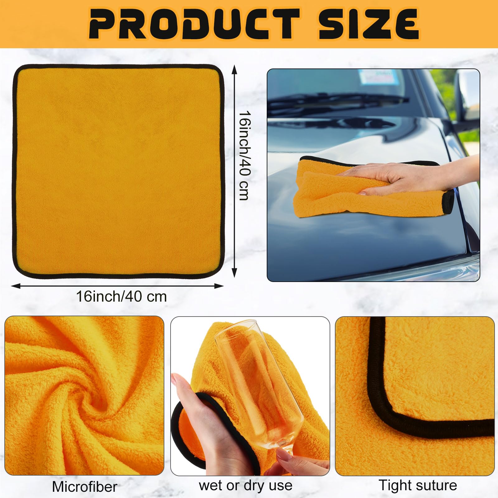 80 Pcs Yellow Microfiber Towels