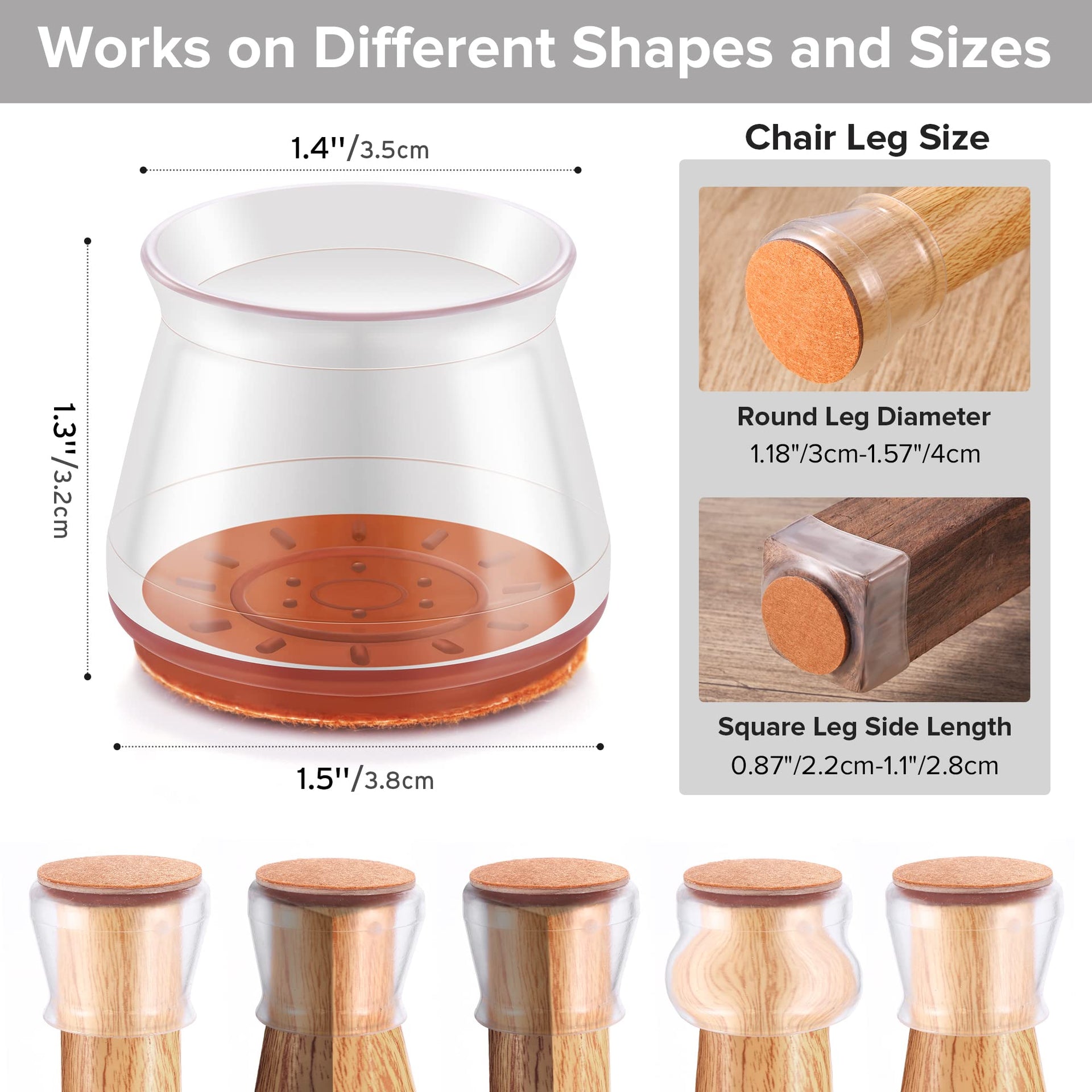 Upgraded Silicone Chair Leg Floor Protectors for Hardwood Floors (24 Count)