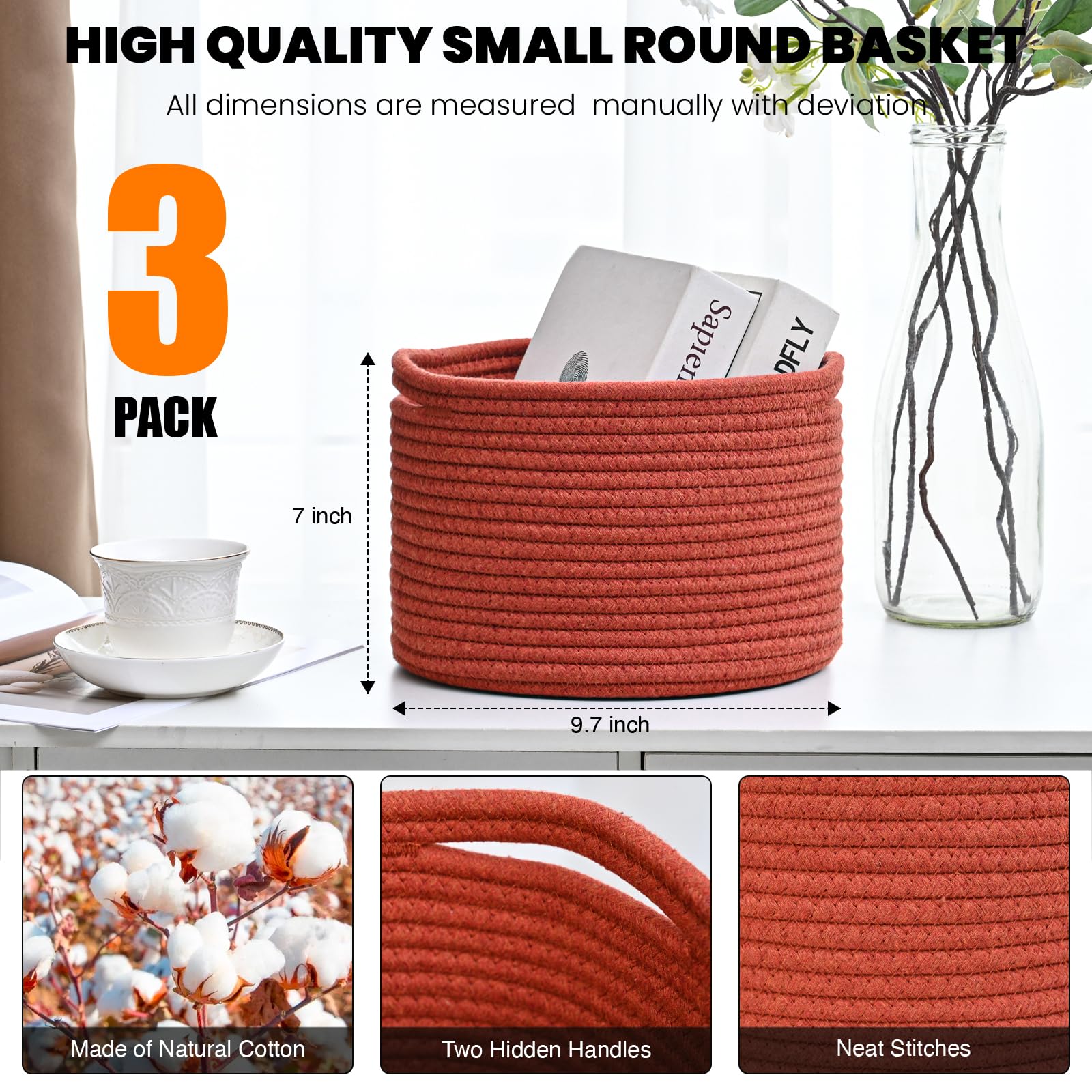 Small Storage Baskets for Organizing (3 Count)