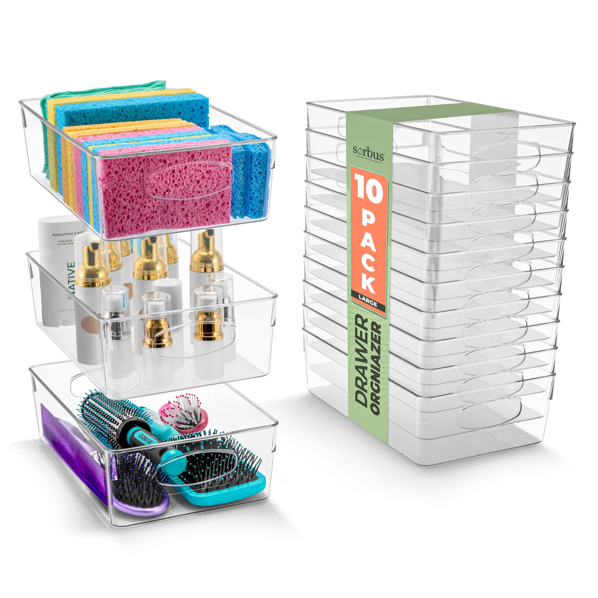 Large Clear Plastic Storage Bins (10 Count)