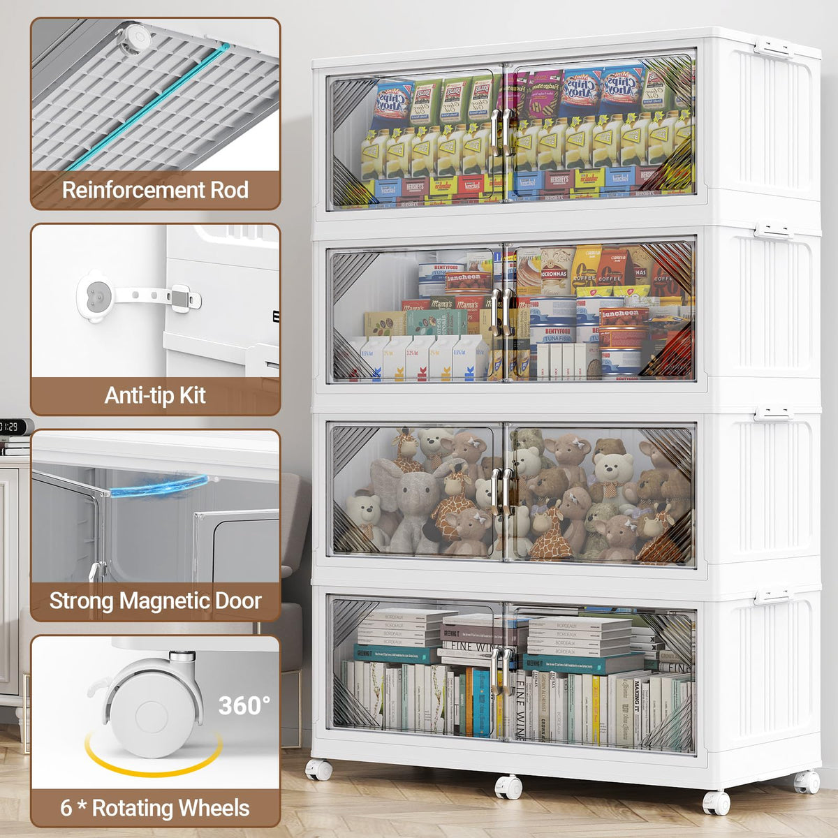 V60 880QT Plastic Stackable Storage Bins with Lid (4 Count)