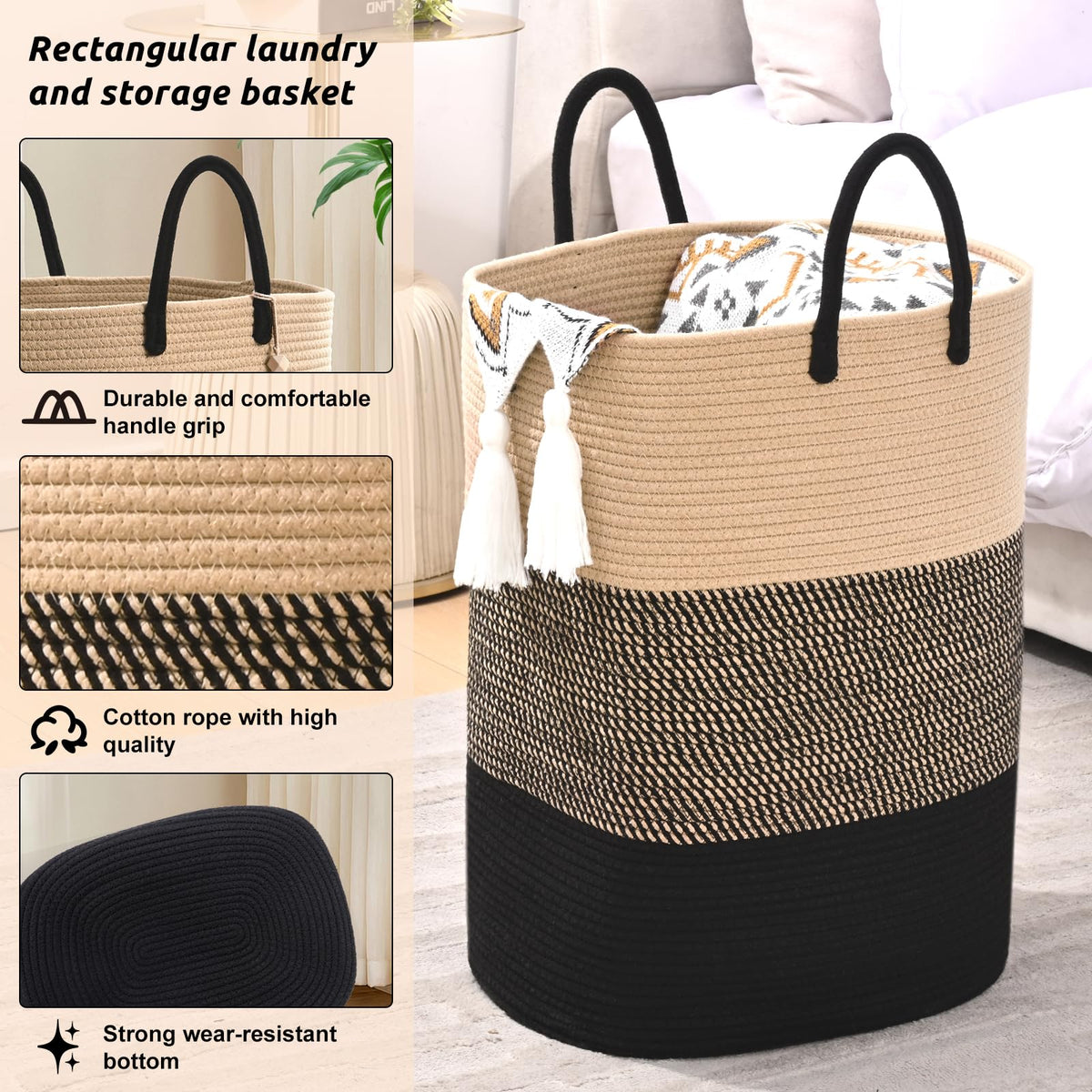 Woven Laundry Basket for Clothes (16 Ounce)