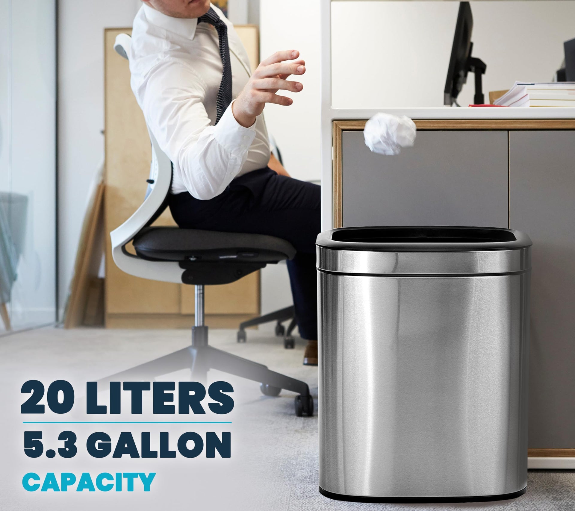 Stainless Steel Open Top Trash Can 5 Gallon