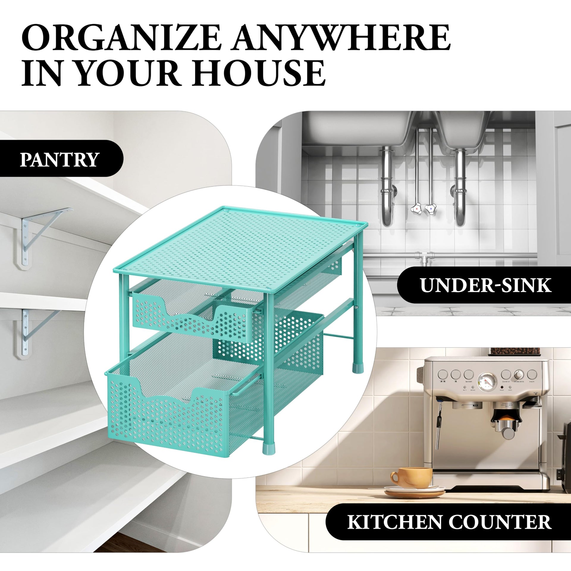 Stackable 2 Tier Sliding Basket Drawer