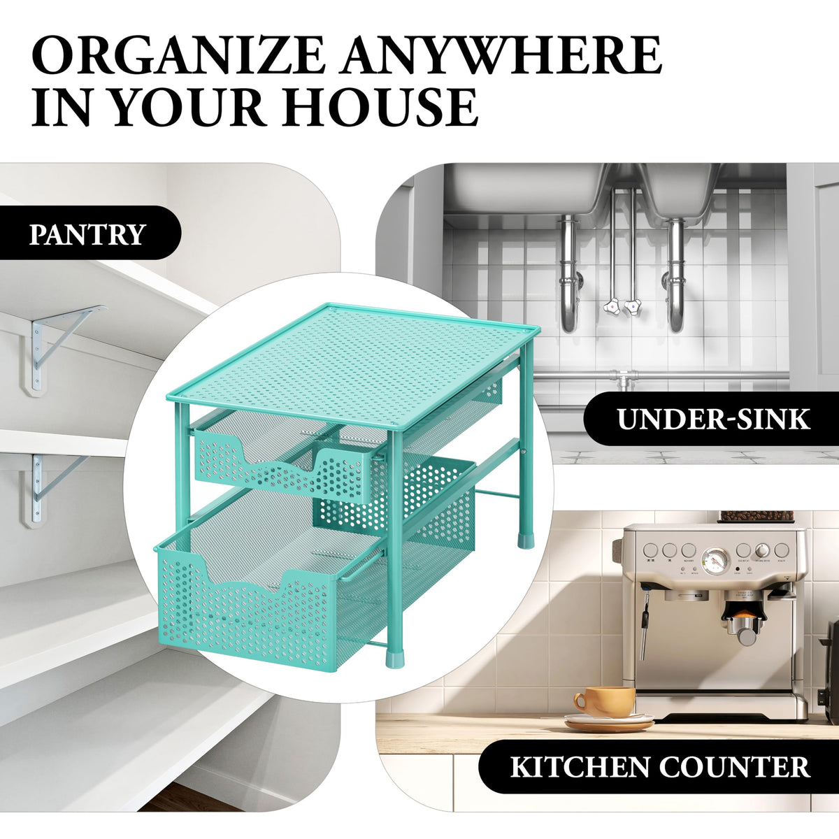 Stackable 2 Tier Sliding Basket Drawer