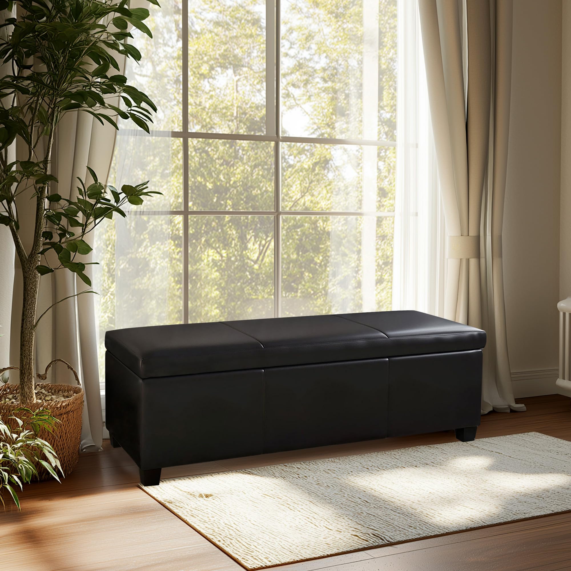 Storage Faux Leather Ottoman