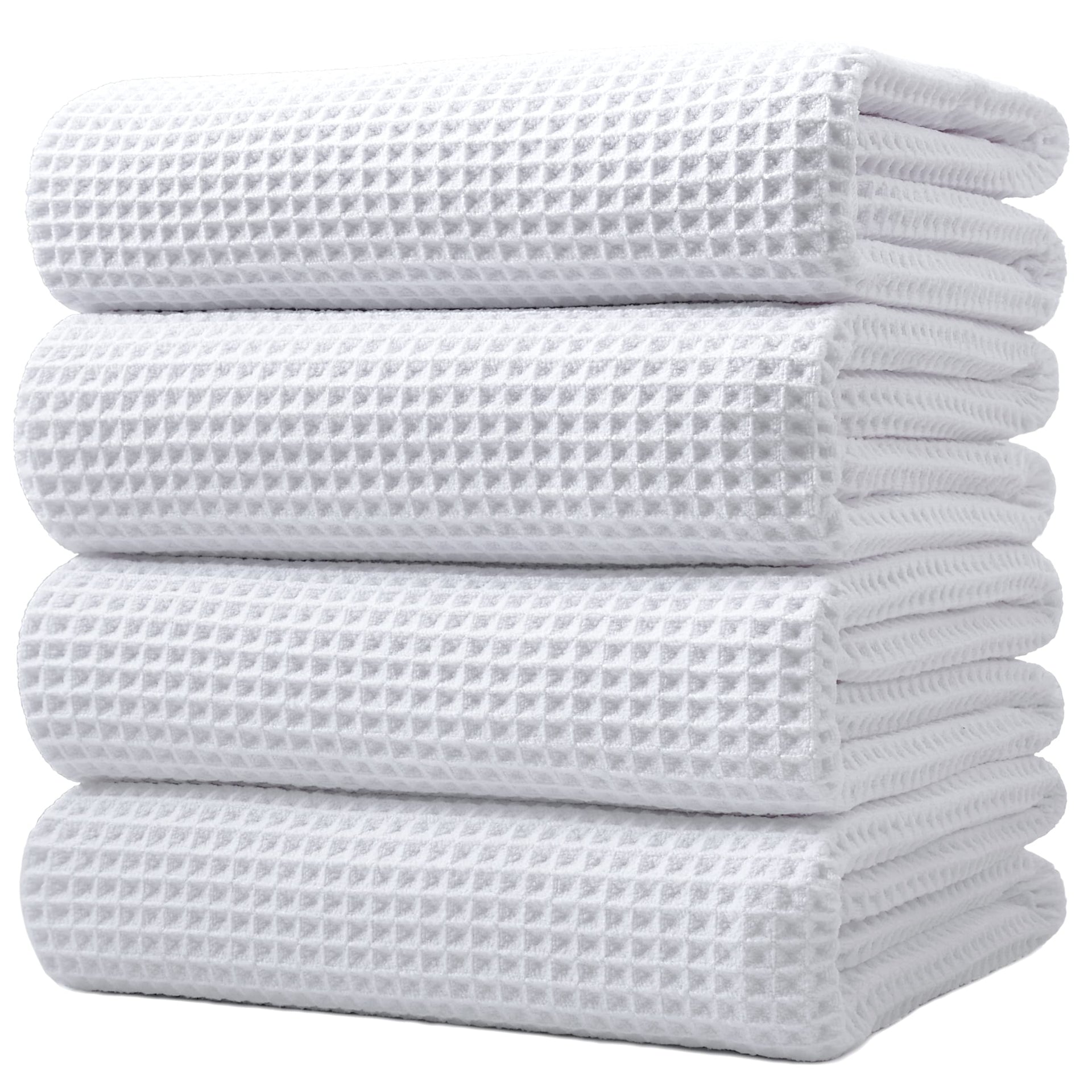 430 GSM Poly Blend Microfiber Quick Dry Waffle Bath Towel (4 Count)