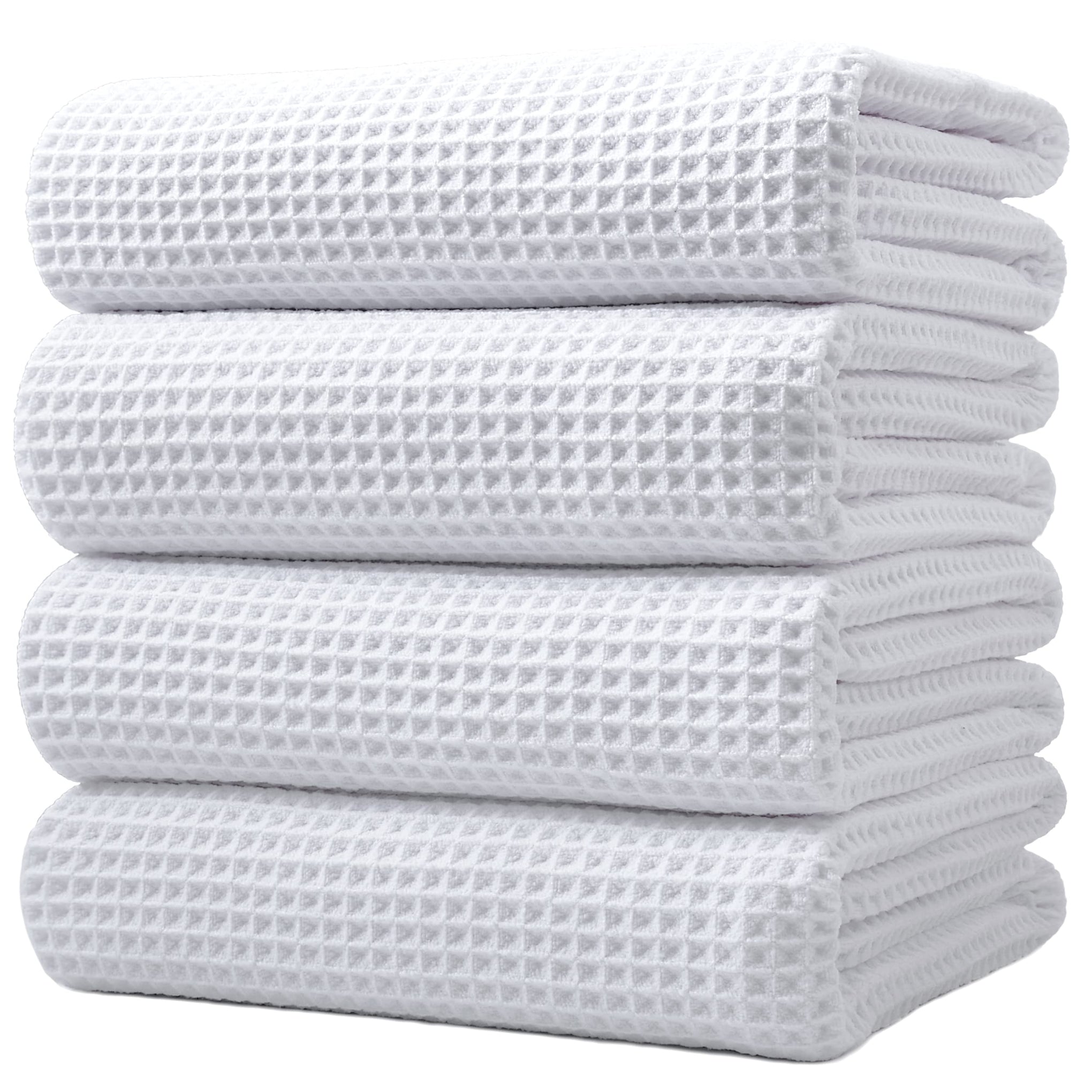 430 GSM Poly Blend Microfiber Quick Dry Waffle Bath Towel (4 Count)