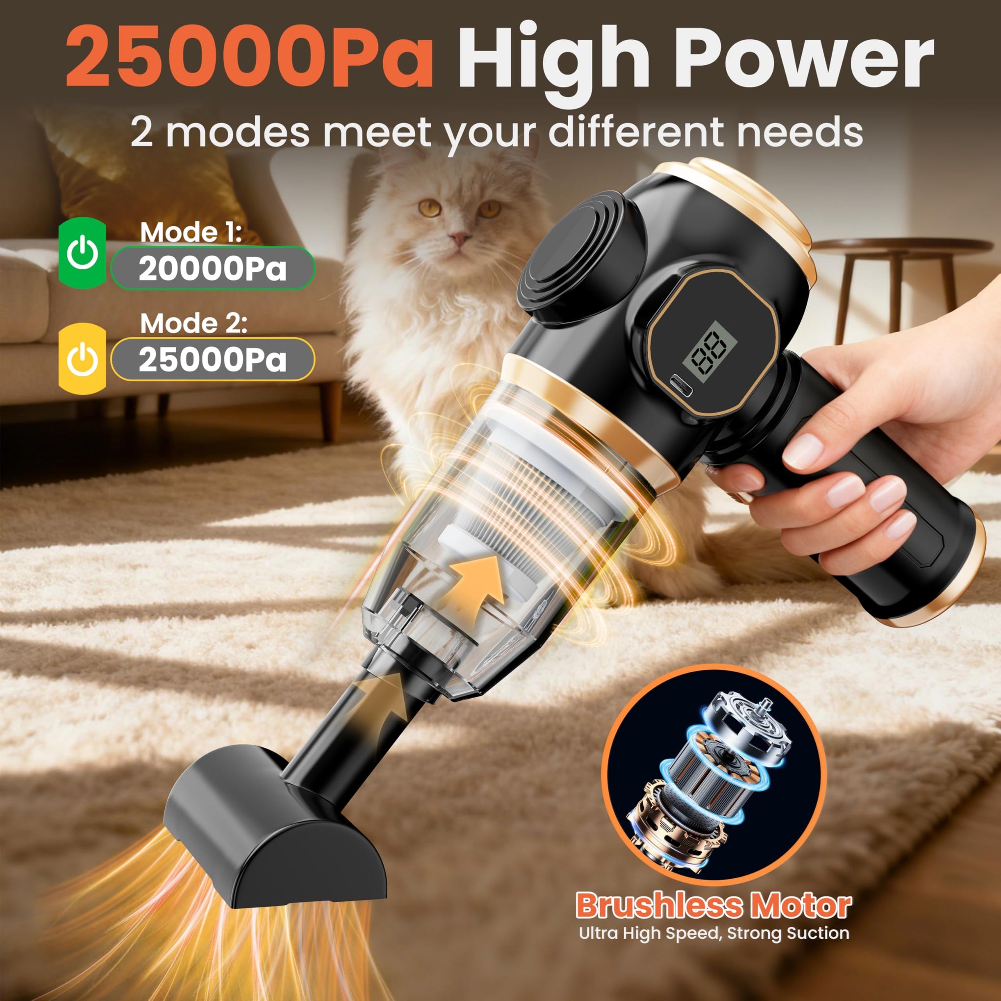 Brushless Motor Portable Cordless Car Vacuum Cleaner