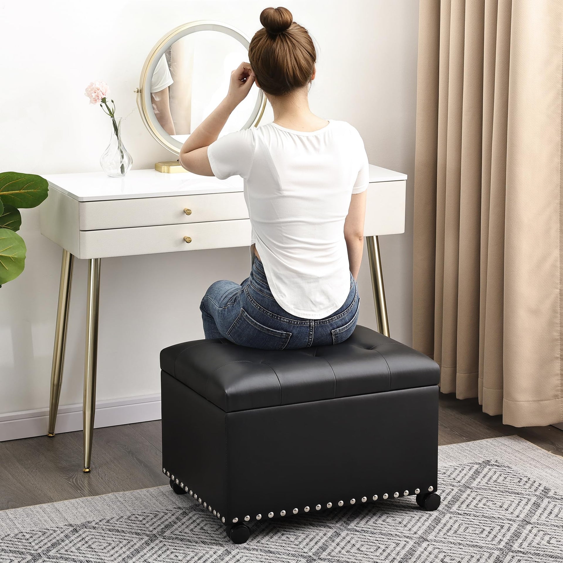 Leather Storage Ottoman