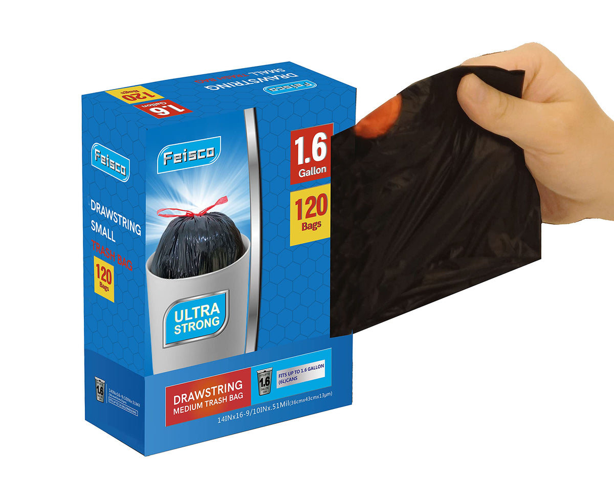 1.6 Gallon Black Trash Bag (120 Count)