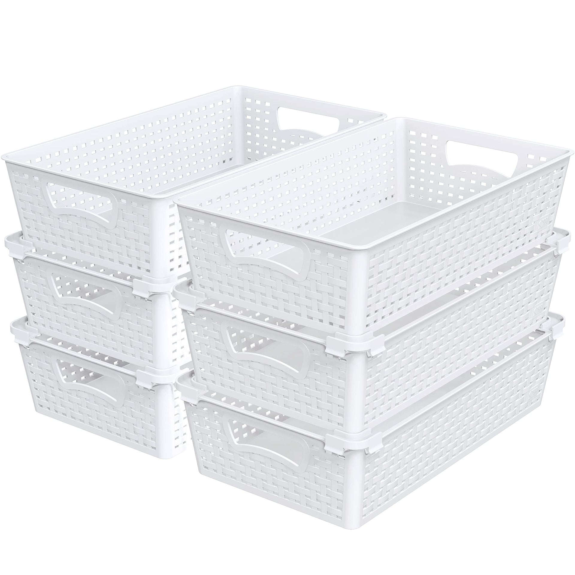 Stackable Plastic Woven Basket Organizer (28 Count)