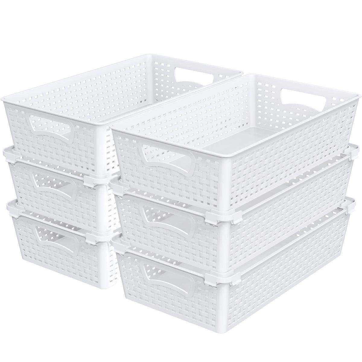 Stackable Plastic Woven Basket Organizer (28 Count)