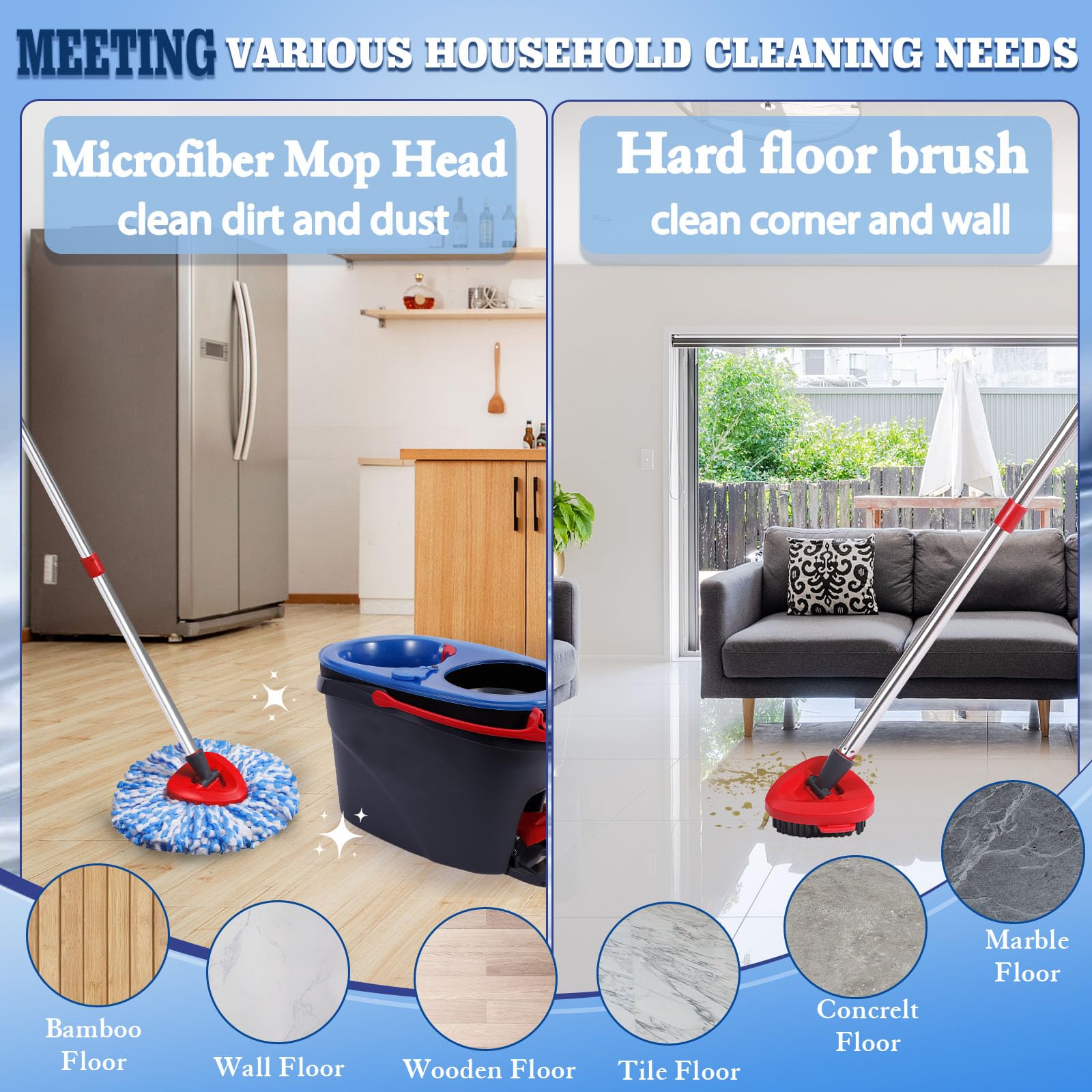 4 Pack Spin Mop Replacements Head Compatible for Ocedar RinseClean 2 (9 Count) - ModHome Supplies