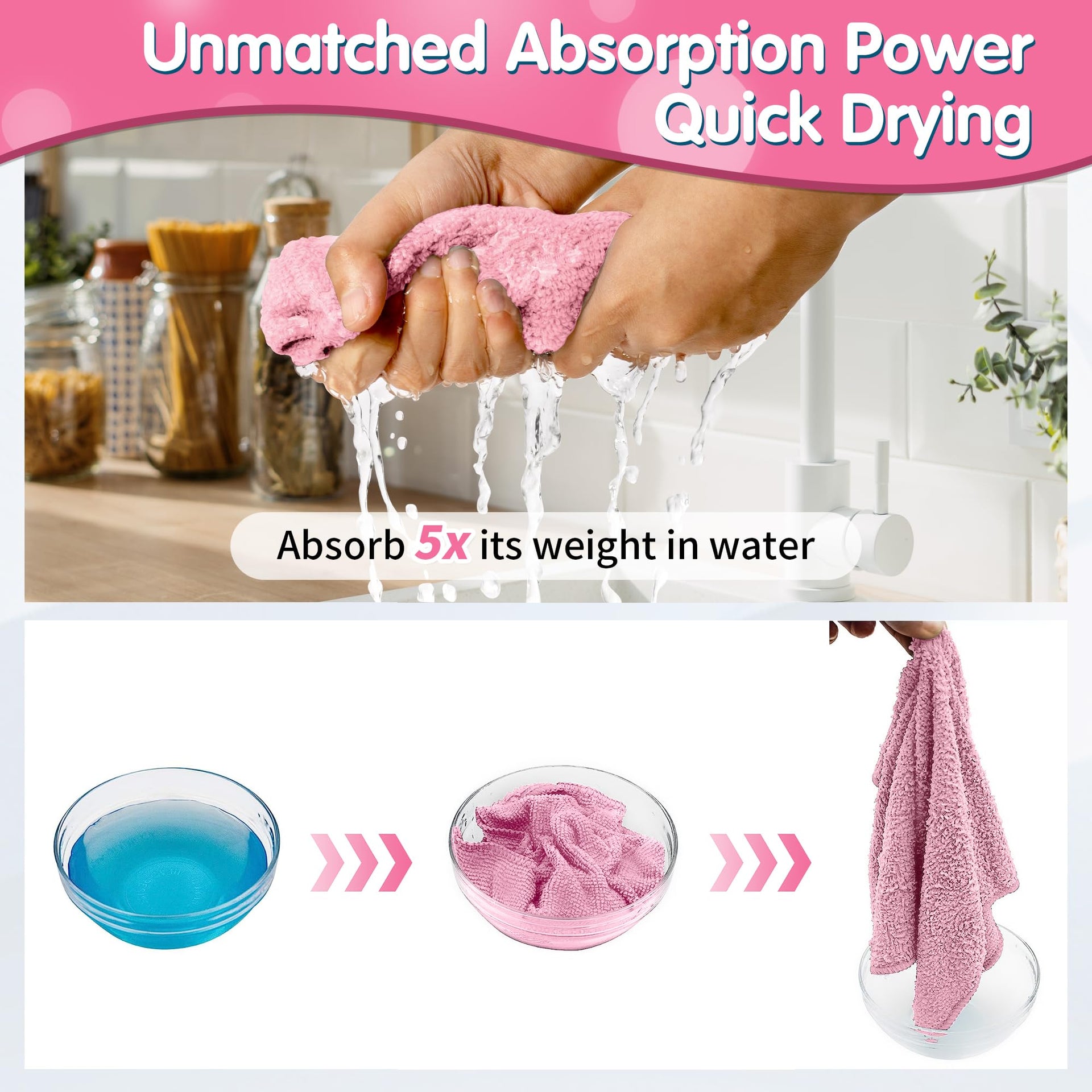 Pink Microfiber Cleaning Cloth (12 Count)