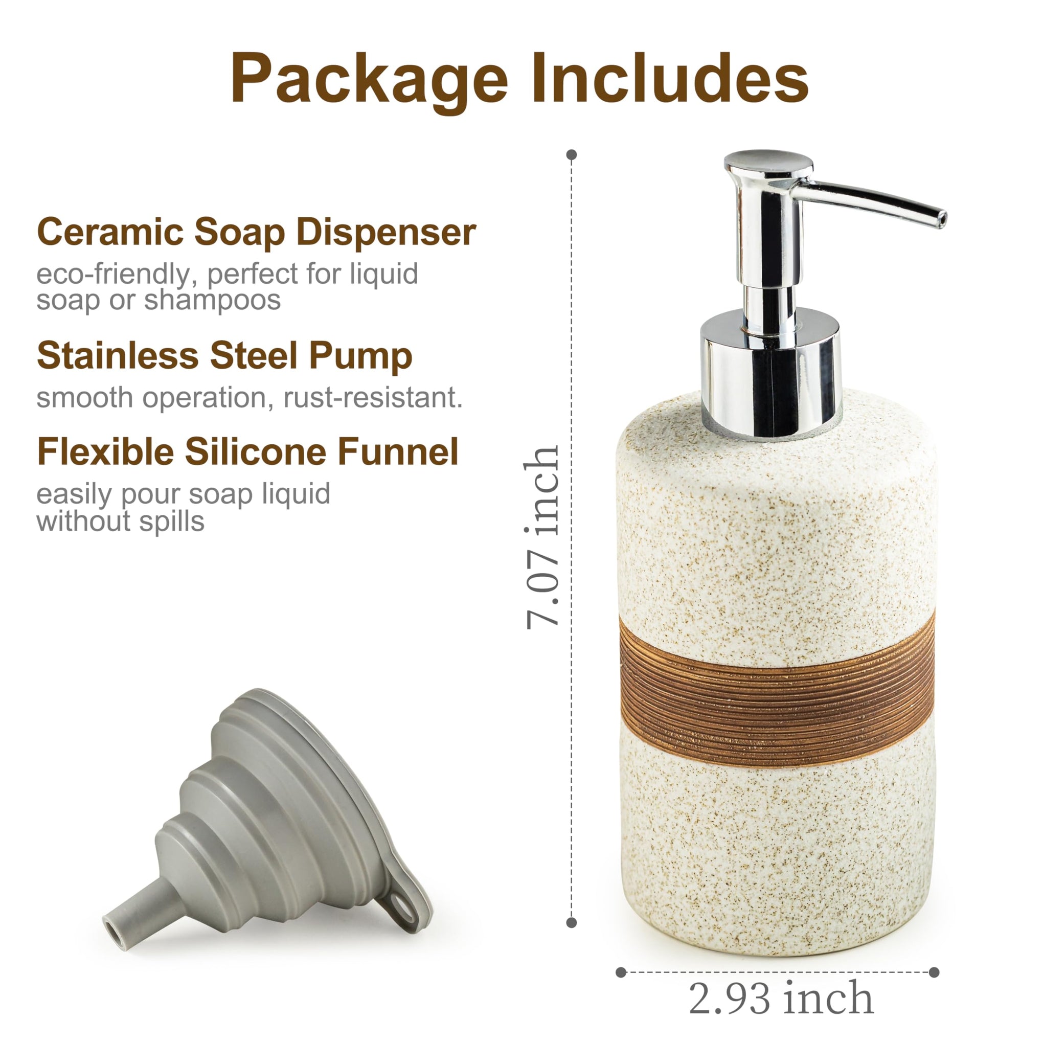 Ceramic Hand Soap Dispenser for Kitchen and Bathroom