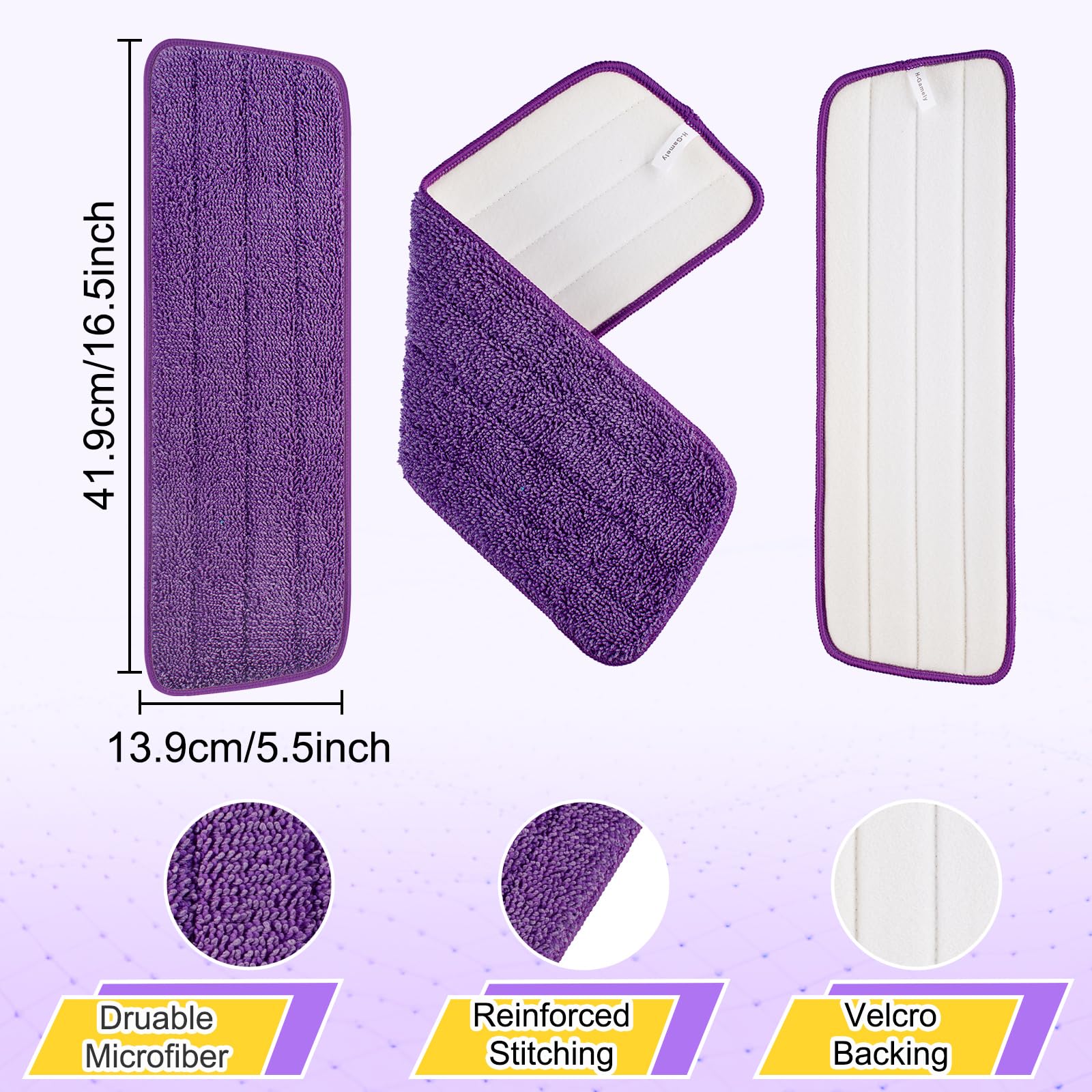 16.5 Inch Reusable Mop Pads Microfiber Spray Mop Replacement Heads for Wet