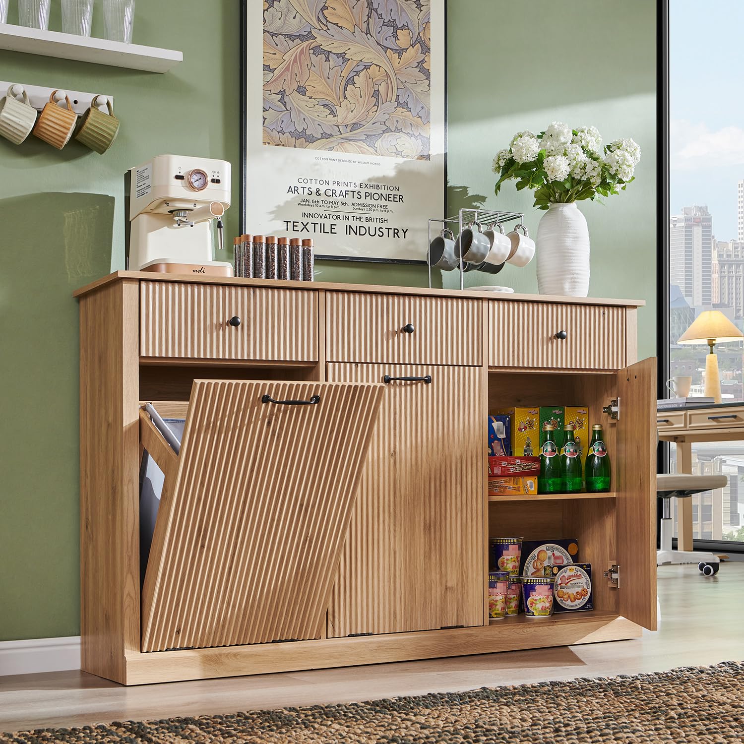 Triple Tilt Out Trash Can Cabinet
