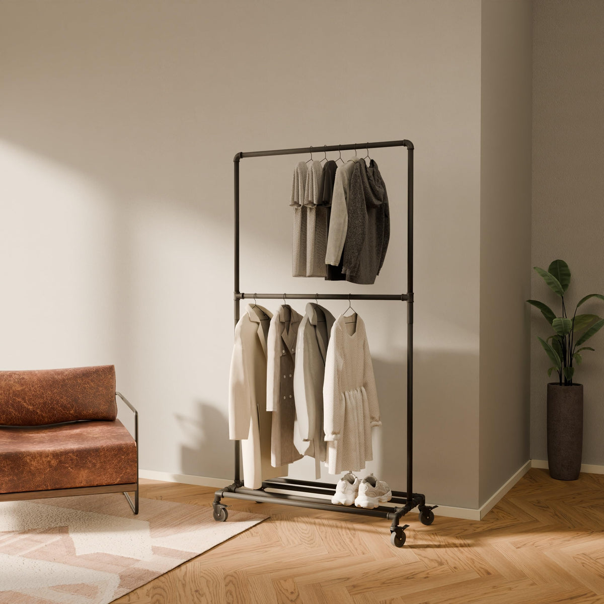 Portable Clothes Rack with Wheels