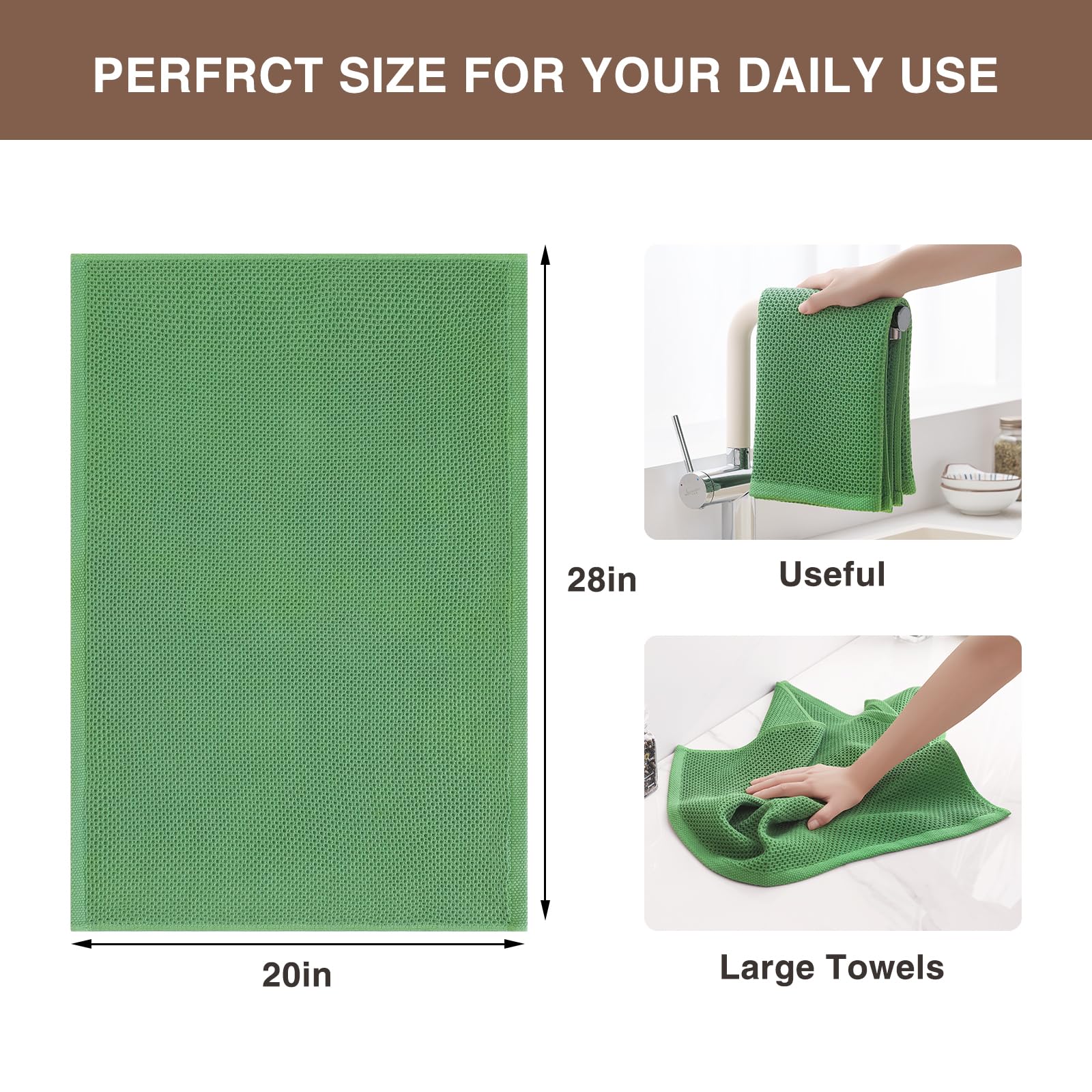 100% Cotton Oversized Waffle Weave Kitchen Towels 4 (4 Count)