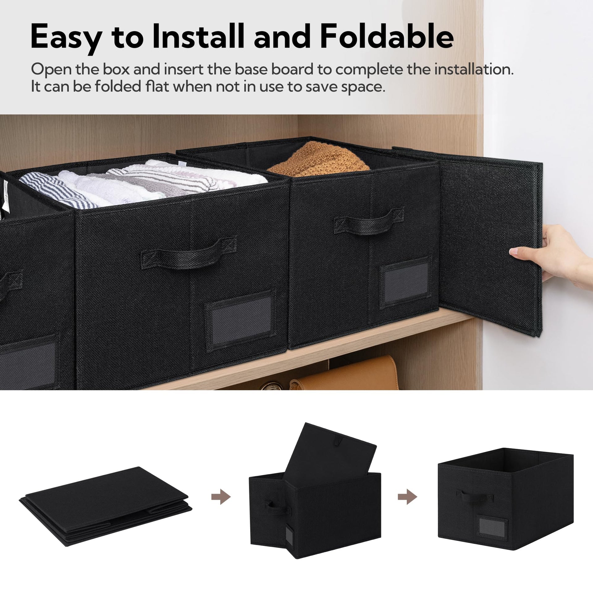 Closet Storage Bins with Label (3 Count)