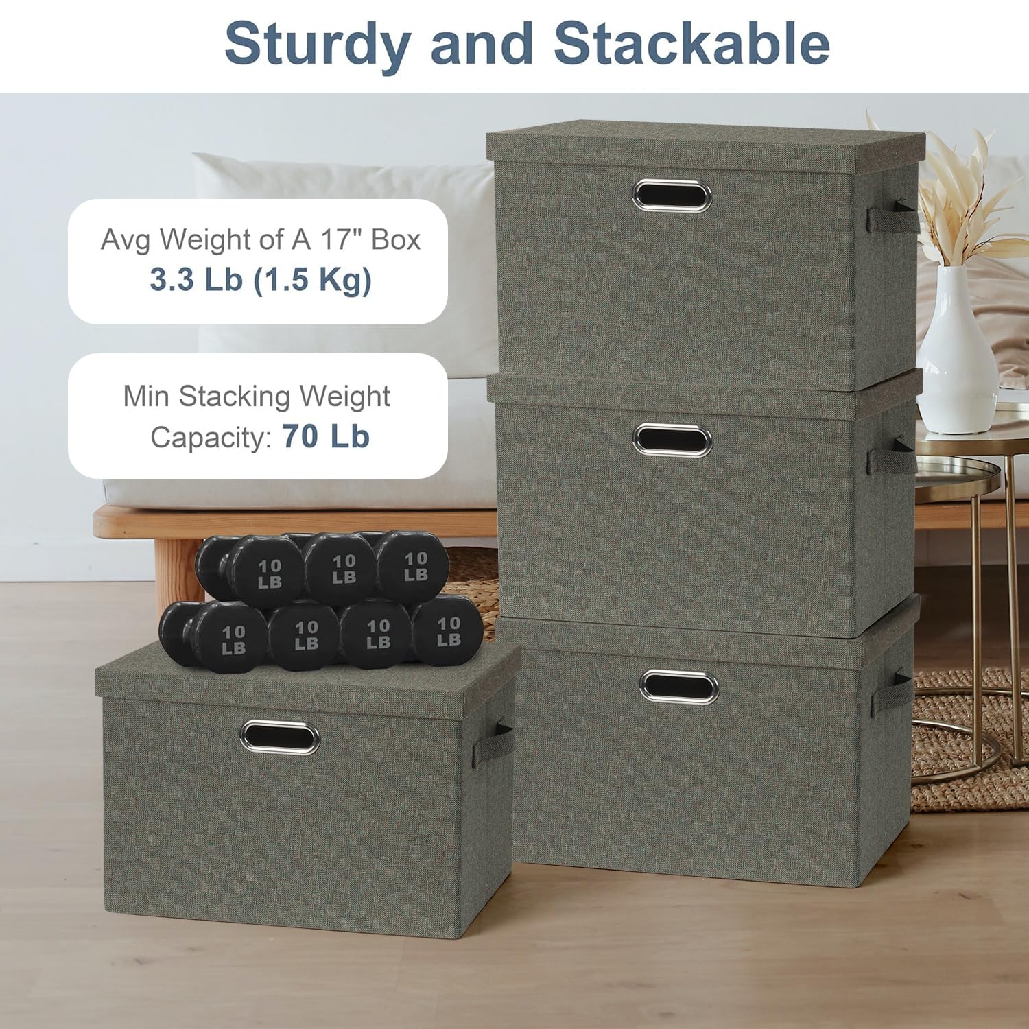 Storage Bins with Lids Fabric Closet Organizers Cubes Office Organization (3 Count)
