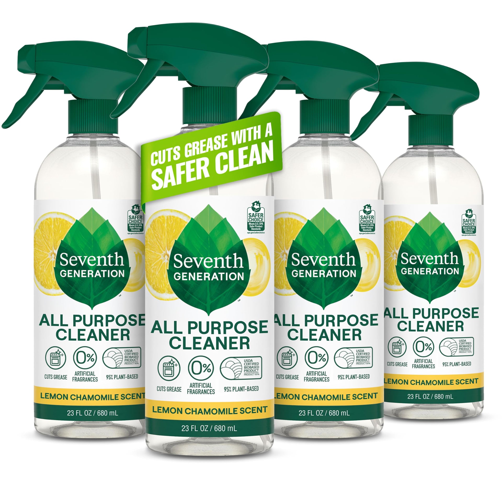All Purpose Cleaning Spray Surface Cleaner Lemon Chamomile scent Cuts Grease 23 oz (92 Fl Oz)