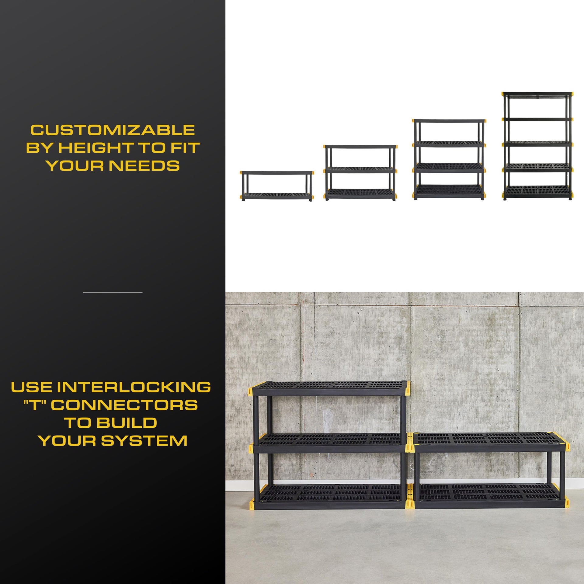 5 Tier Heavy Duty Plastic Storage Shelves for Garage Organization (5 Count)