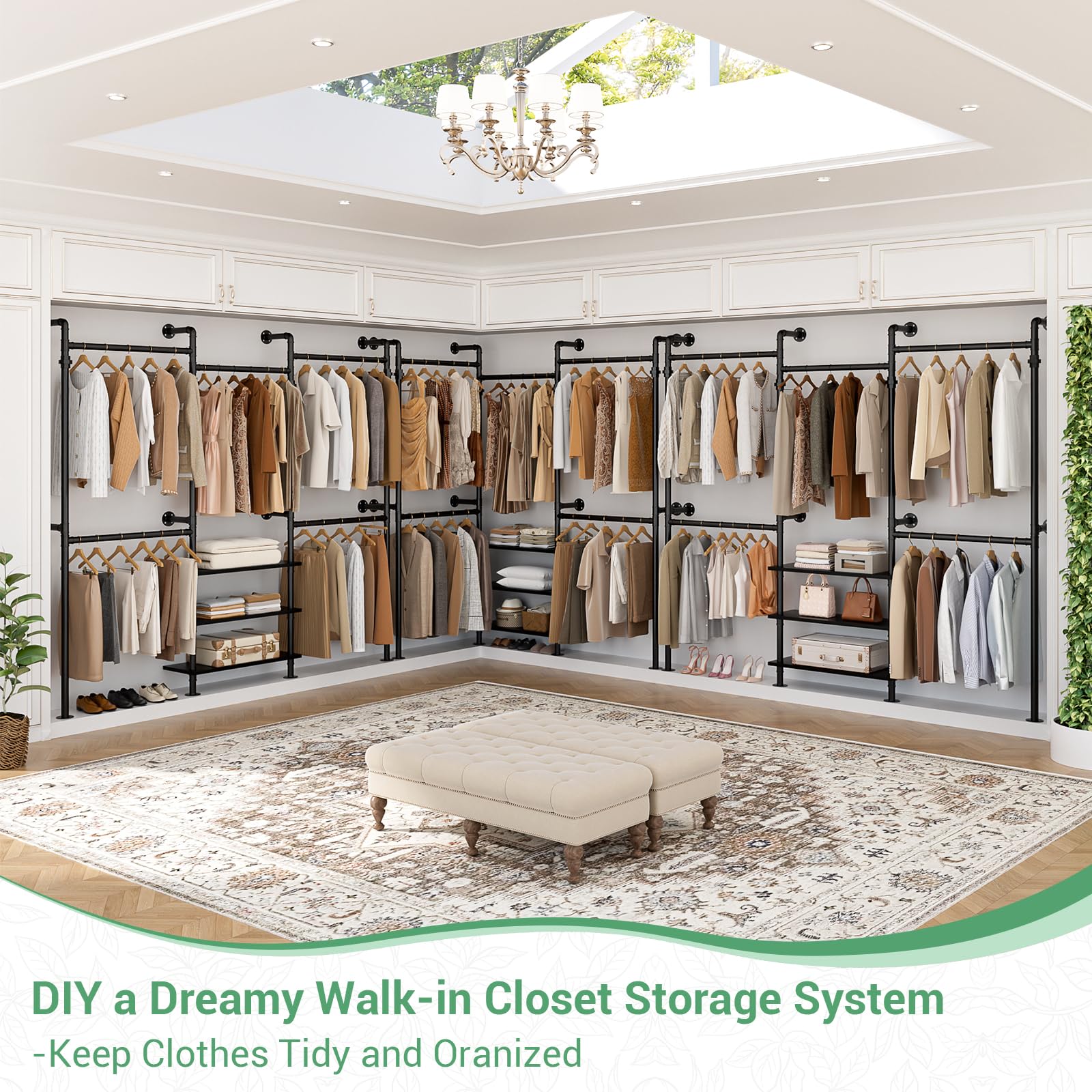Expandable Industrial Pipe Clothing Rack