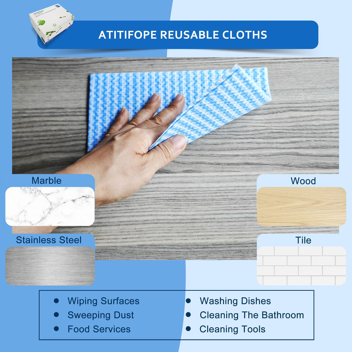 Multi Use Reusable Cloths for Kitchen (50 Count)