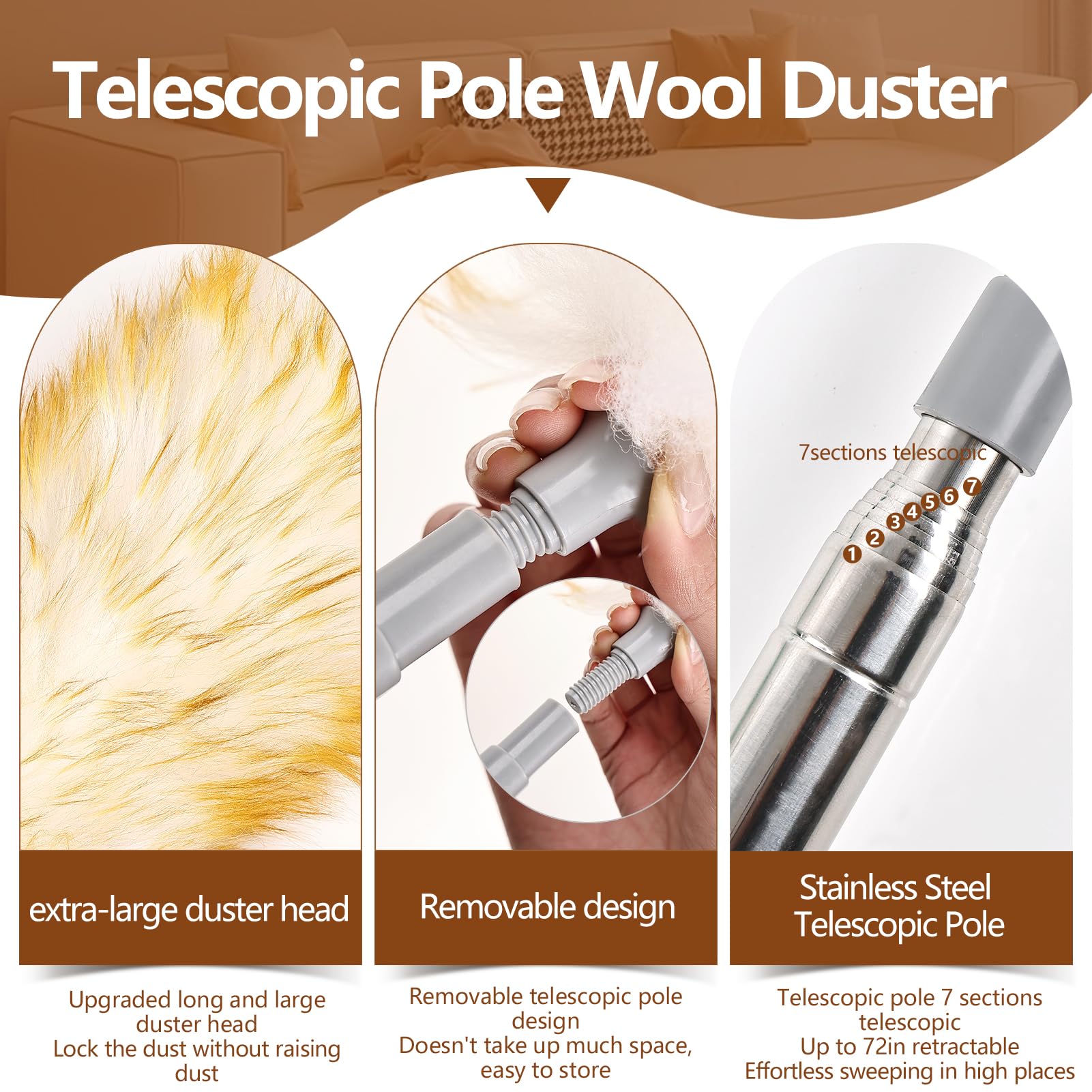 Lambswool Duster for Cleaning with Non
