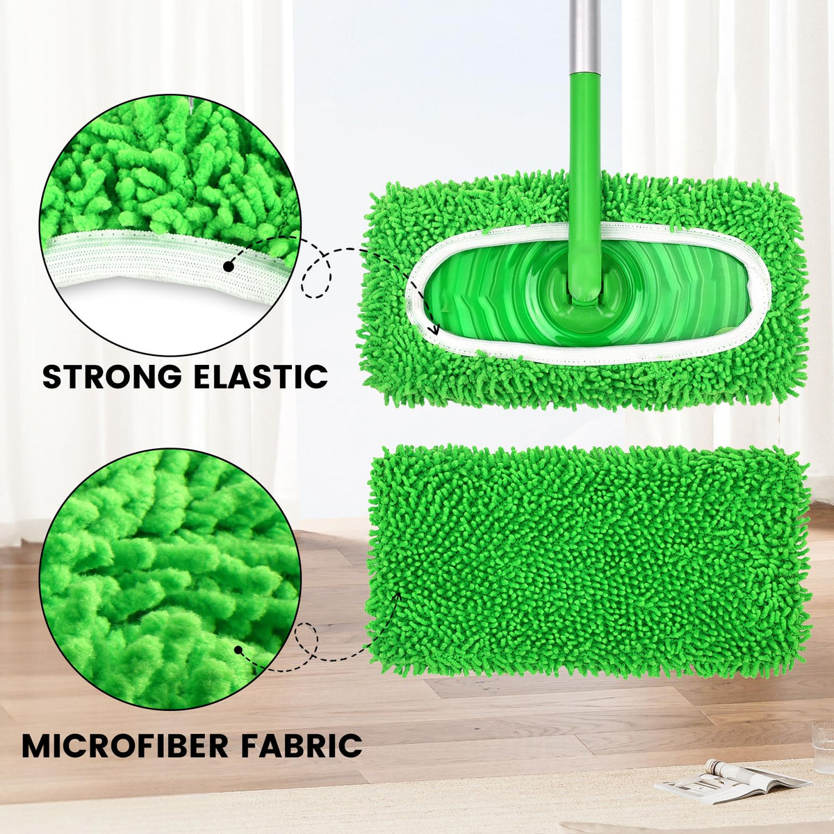6Pcs Reusable Microfiber Mop Pads Compatible with Sweeper Mop (6 Count)