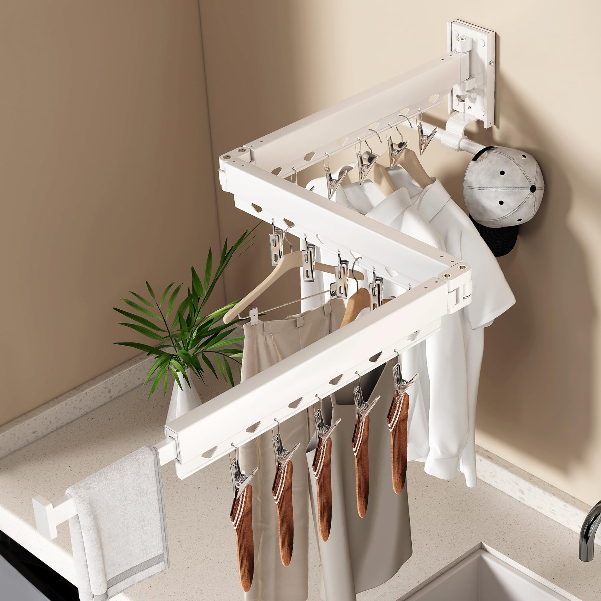 Wall Mounted Collapsible Clothes Drying Rack