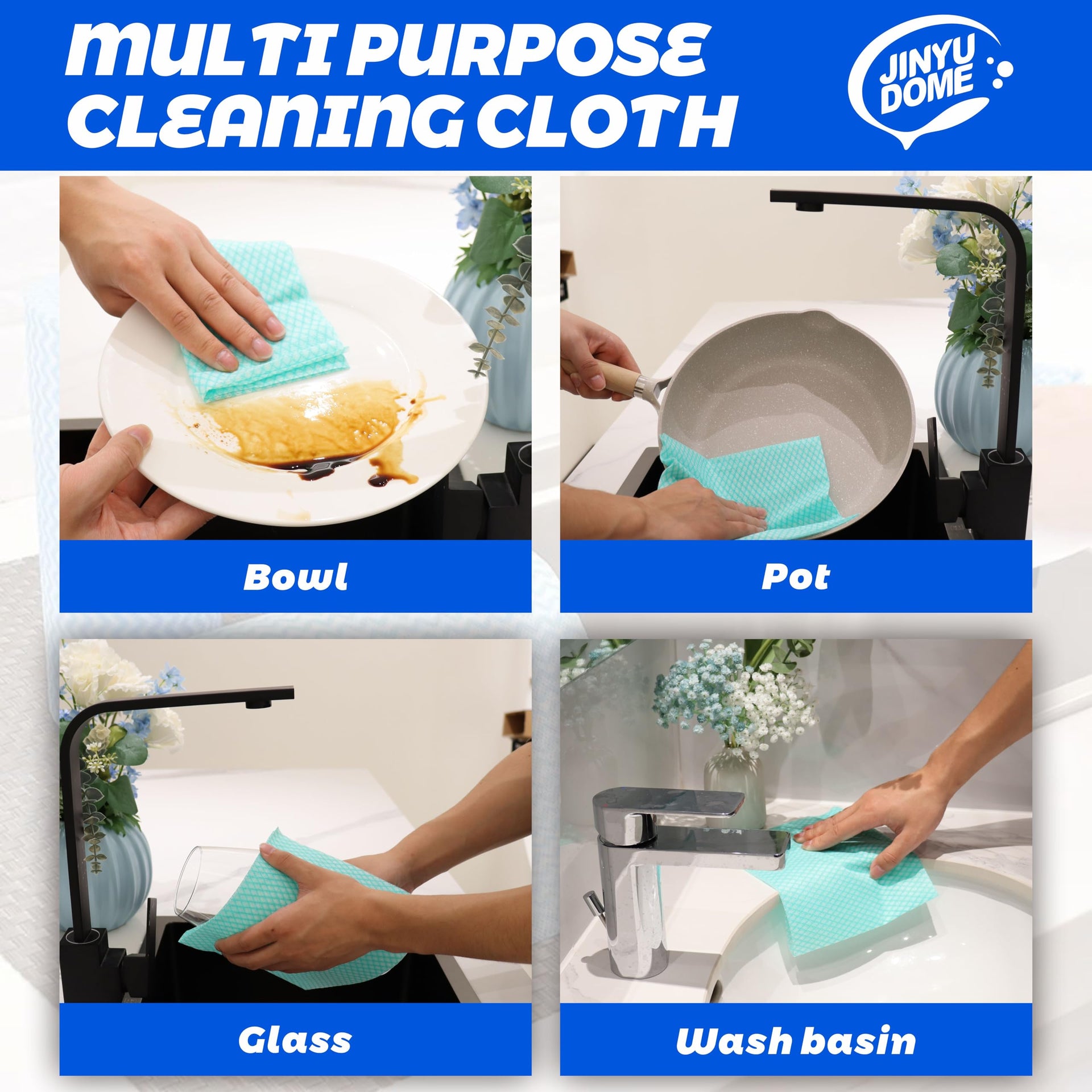 Reusable Kitchen Cleaning Cloths Dish Towels Dish Cloth Handi Wipe Reusable Cloths for Kitchen (100 Count)