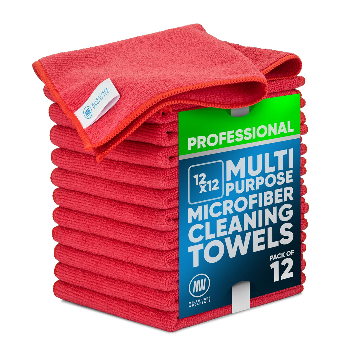 MW PRO Microfiber Cleaning Cloths Red (12 Count)