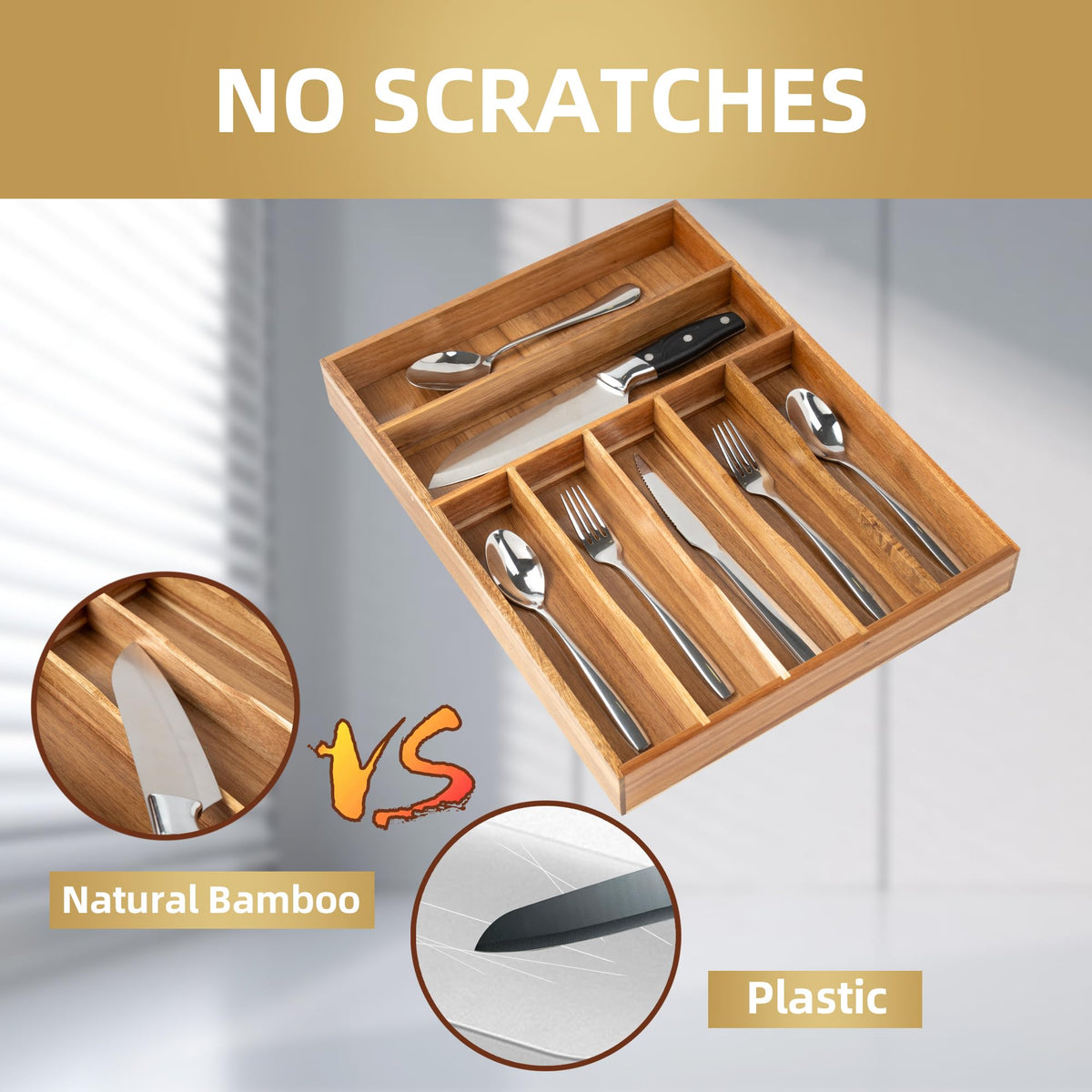 Silverware Organizer Acacia Kitchen Drawer Organizer Utensil Organizer Silverware Holder Cutlery Organizer in drawer Flatware Organizer Tray