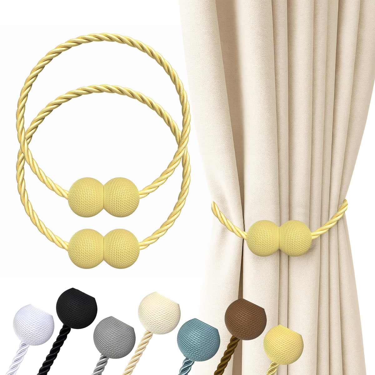 Magnetic Curtain Tiebacks Golden 2pcs (2 Count)