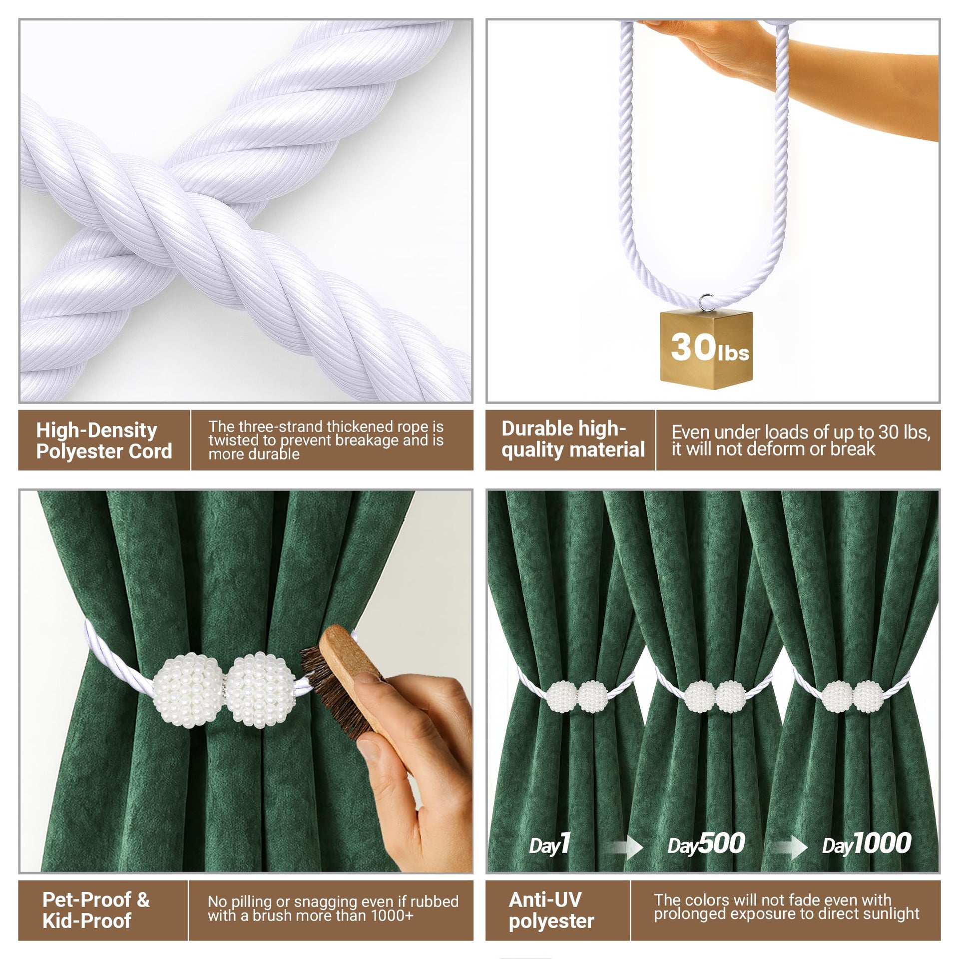 Magnetic Curtain Tiebacks White 6pcs (6 Count)
