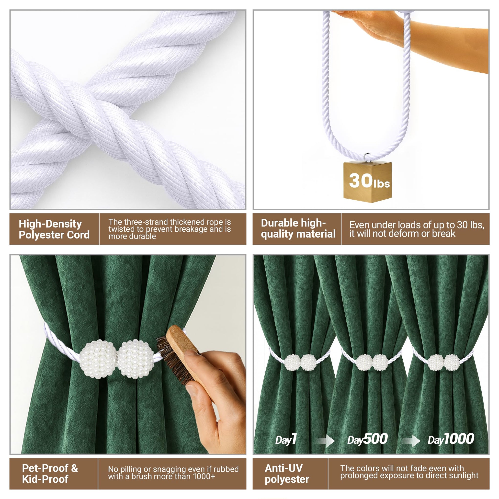 Magnetic Curtain Tiebacks White 6pcs (6 Count)